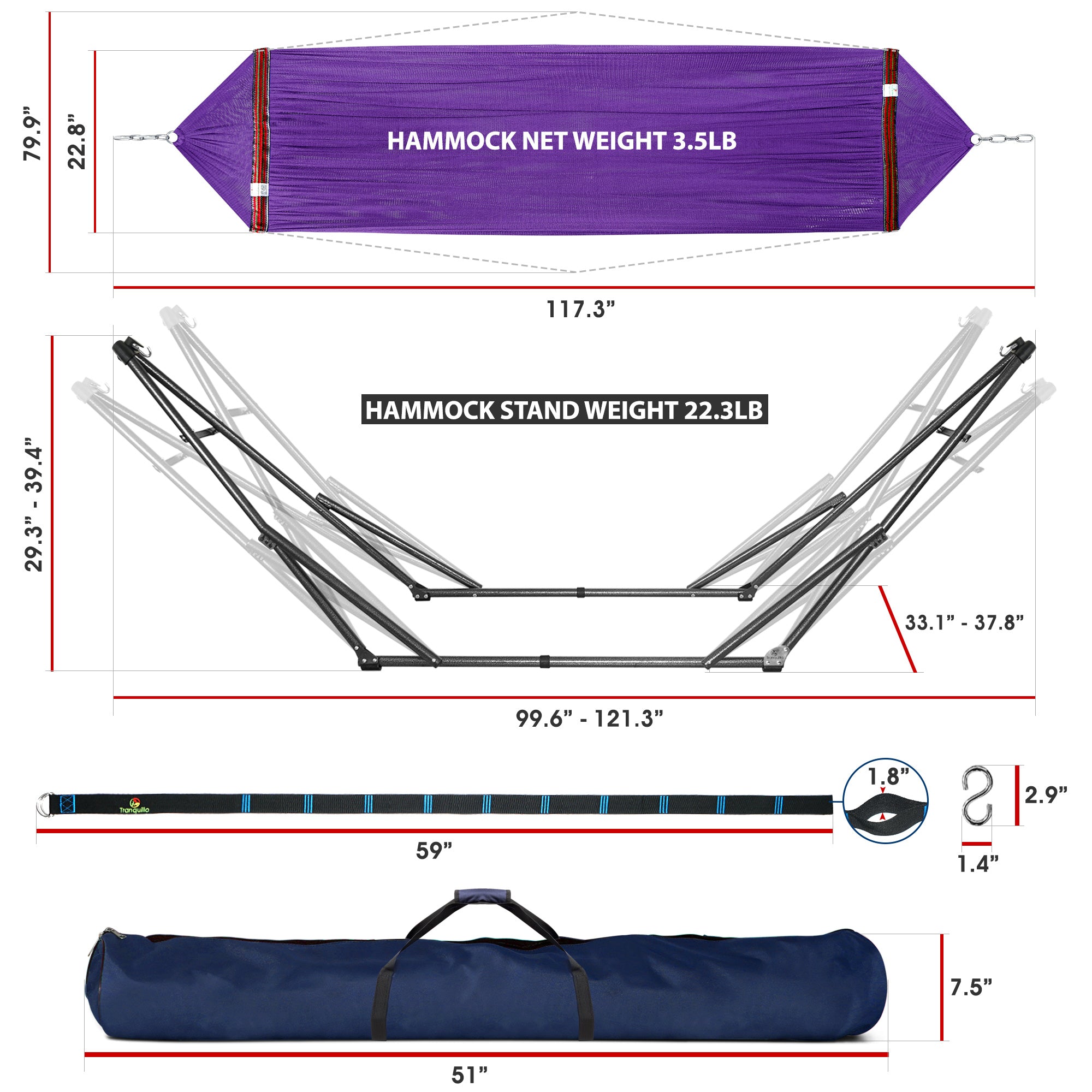 Tranquillo Comfort Set Original Hammock Stand for Ultimate Relaxation Megsu
