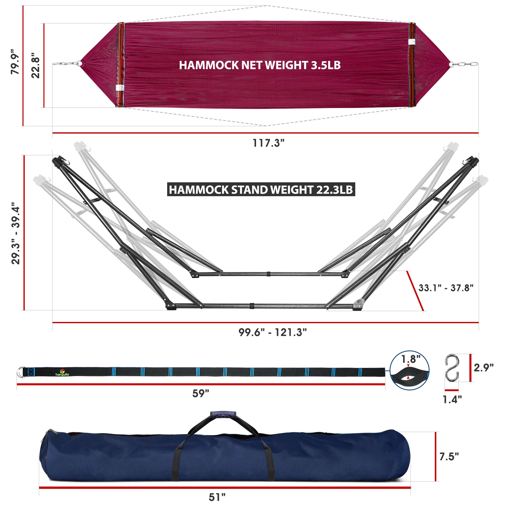 Tranquillo Comfort Set Original Hammock Stand for Ultimate Relaxation Megsu