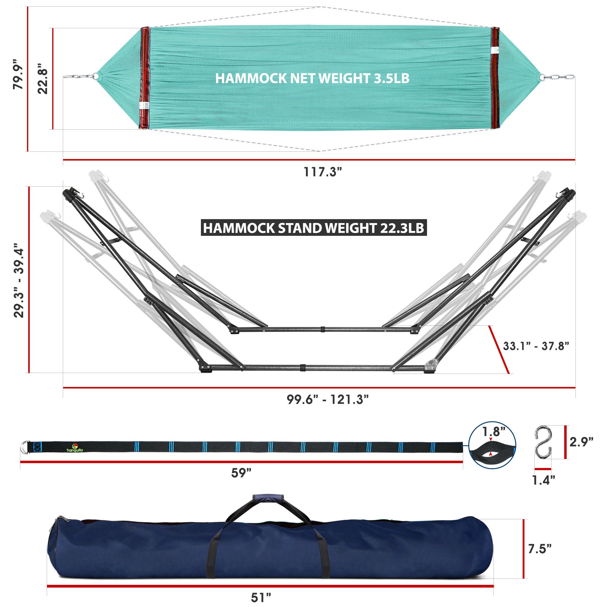 Tranquillo Comfort Set Original Hammock Stand for Ultimate Relaxation Megsu