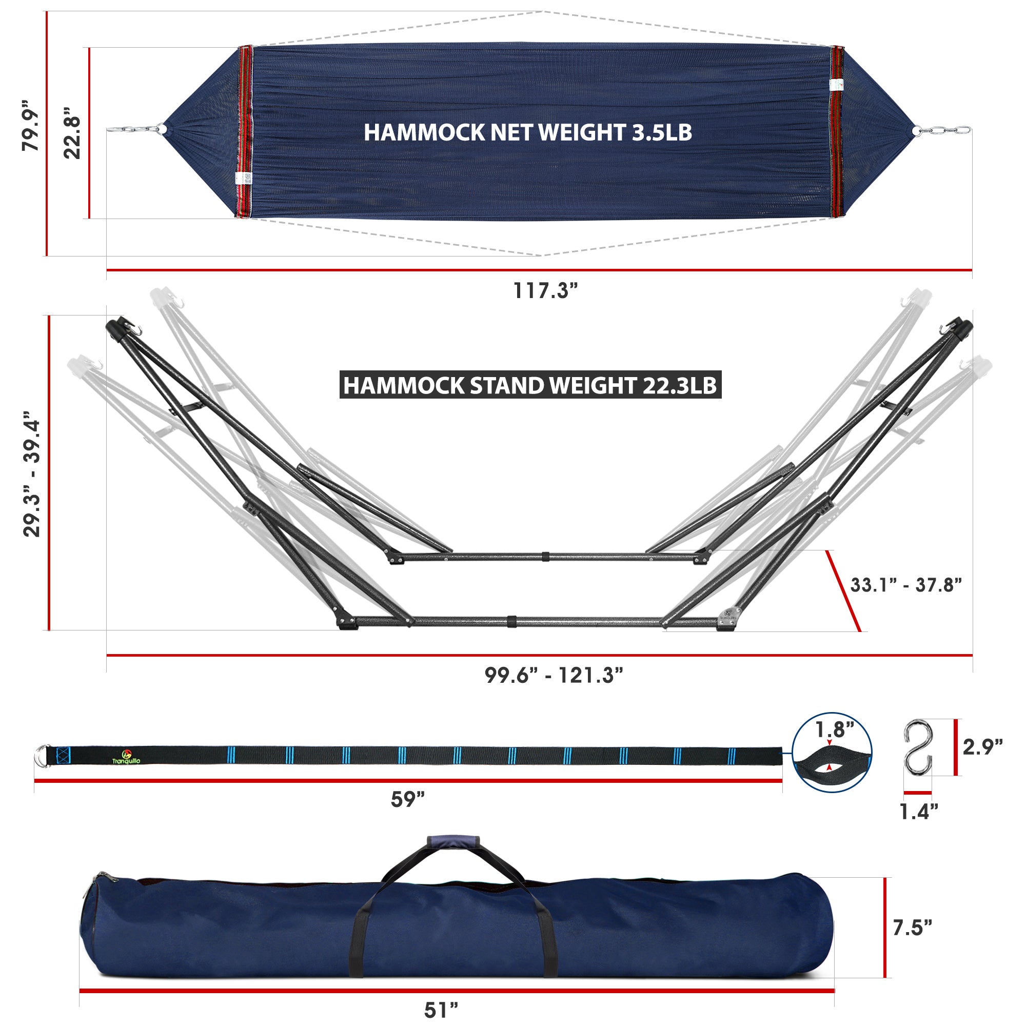 Tranquillo Comfort Set Original Hammock Stand for Ultimate Relaxation Megsu