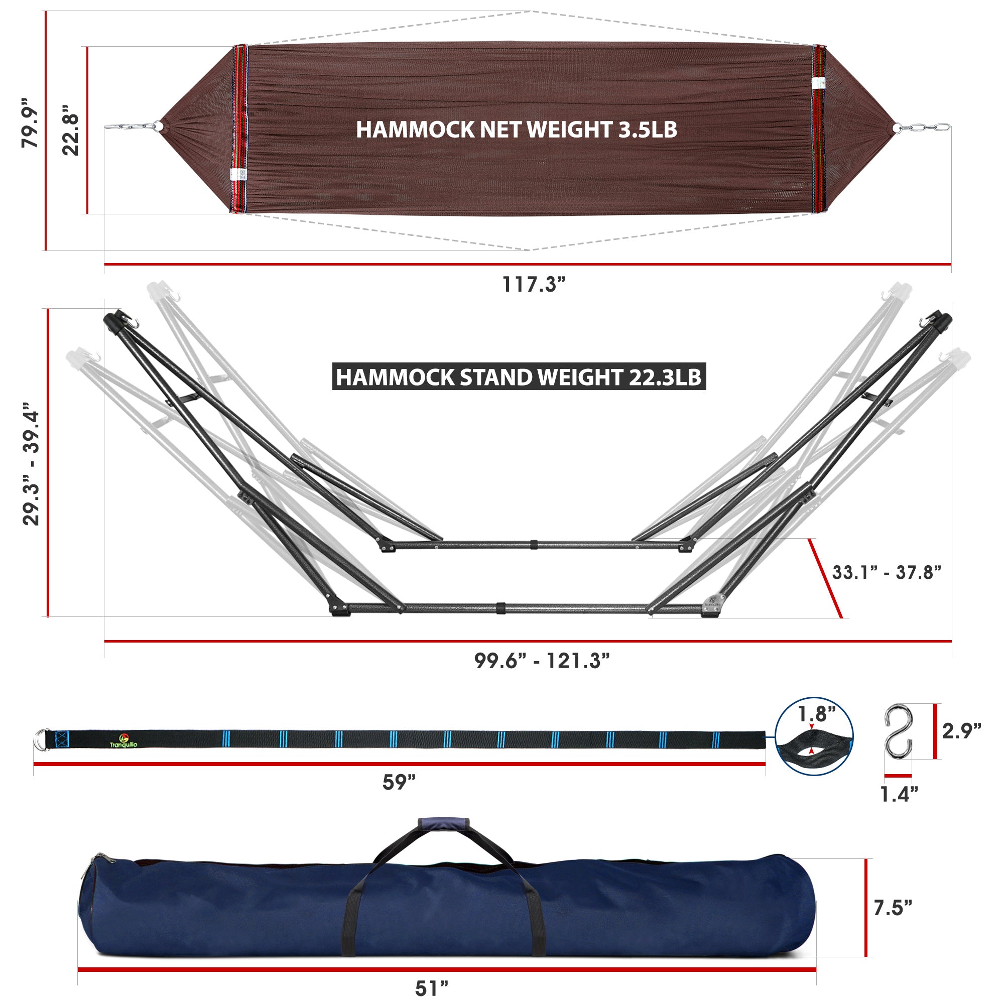 Tranquillo Comfort Set Original Hammock Stand for Ultimate Relaxation Megsu