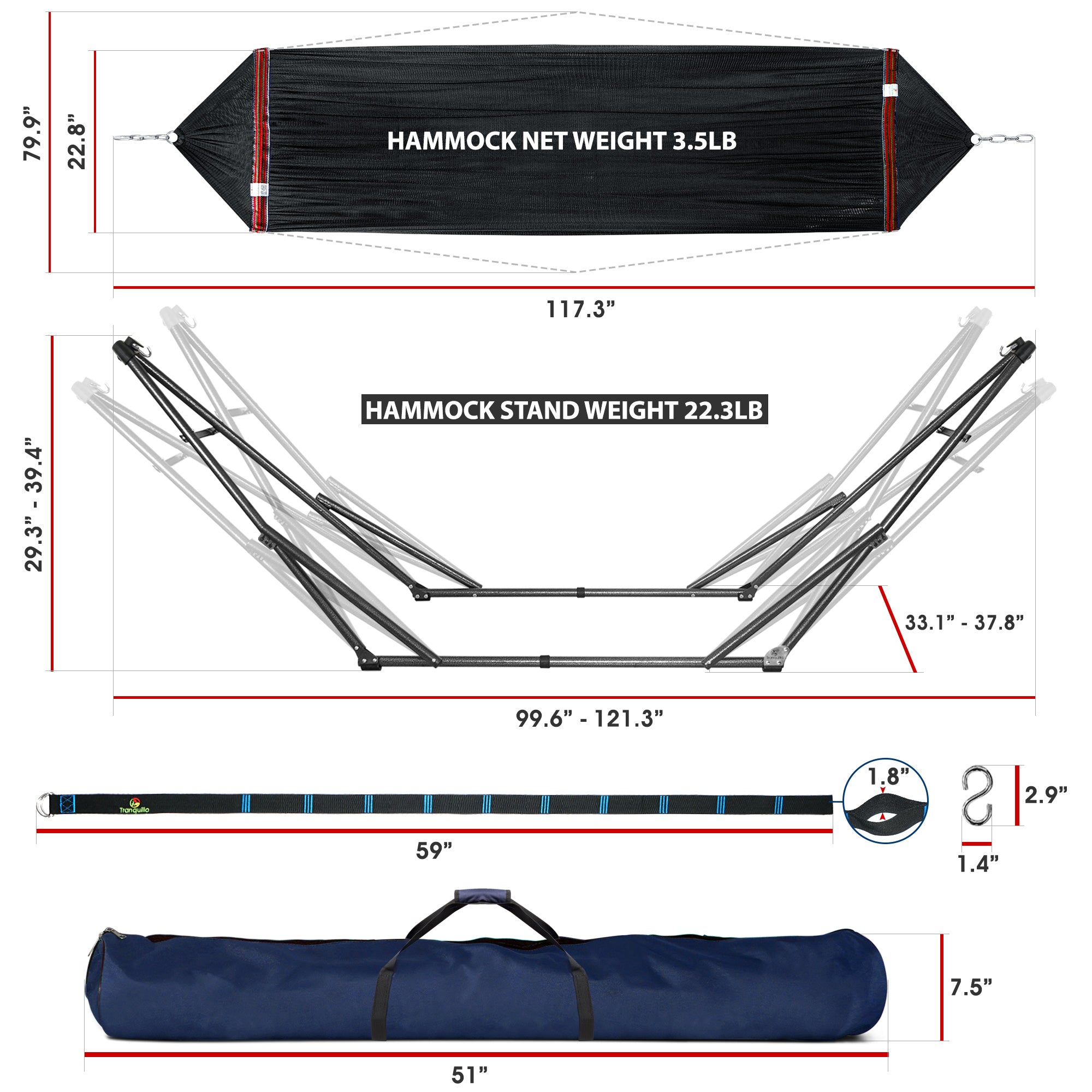 Tranquillo Comfort Set Original Hammock Stand for Ultimate Relaxation Megsu