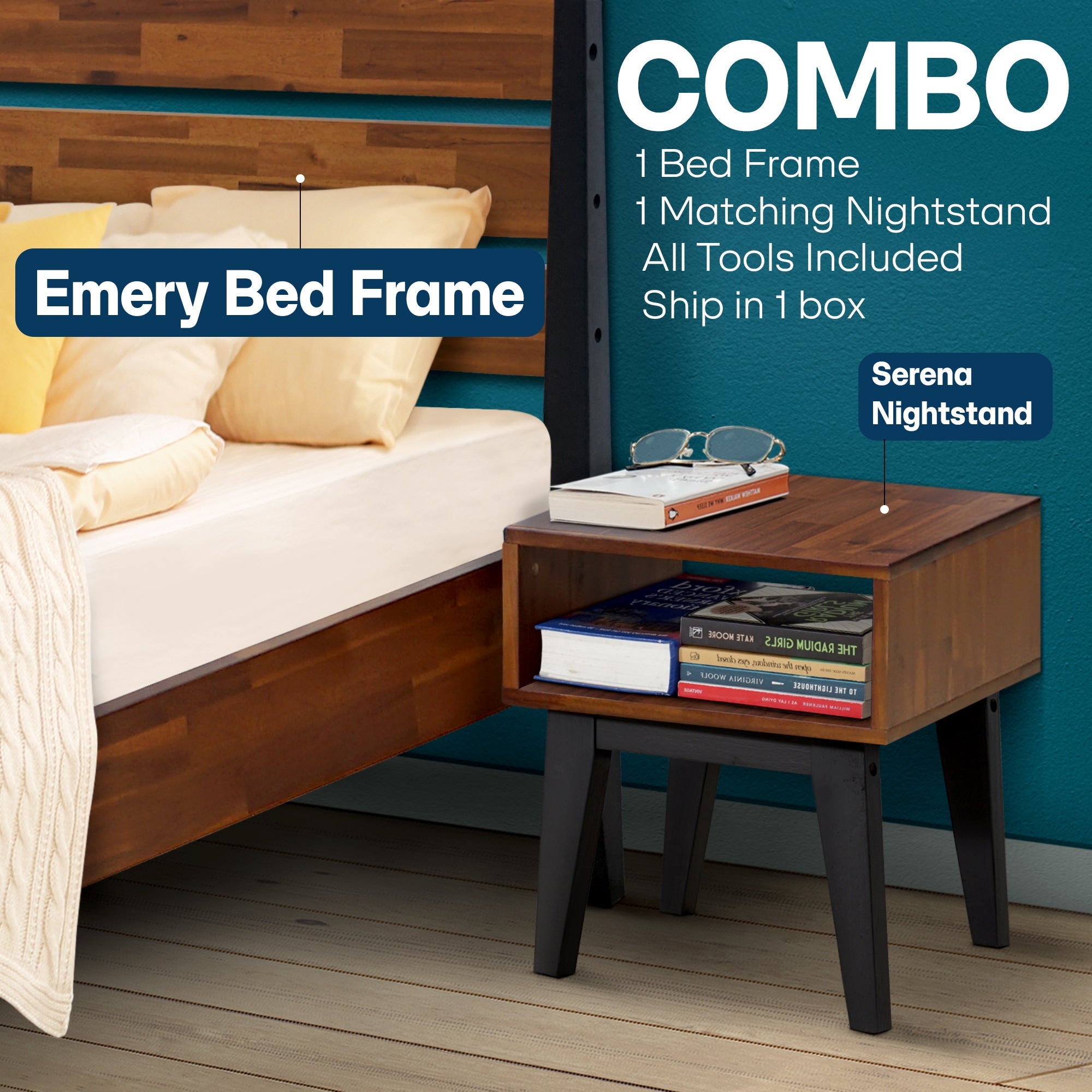 Emery Solid Wood Bed Frame Megsu