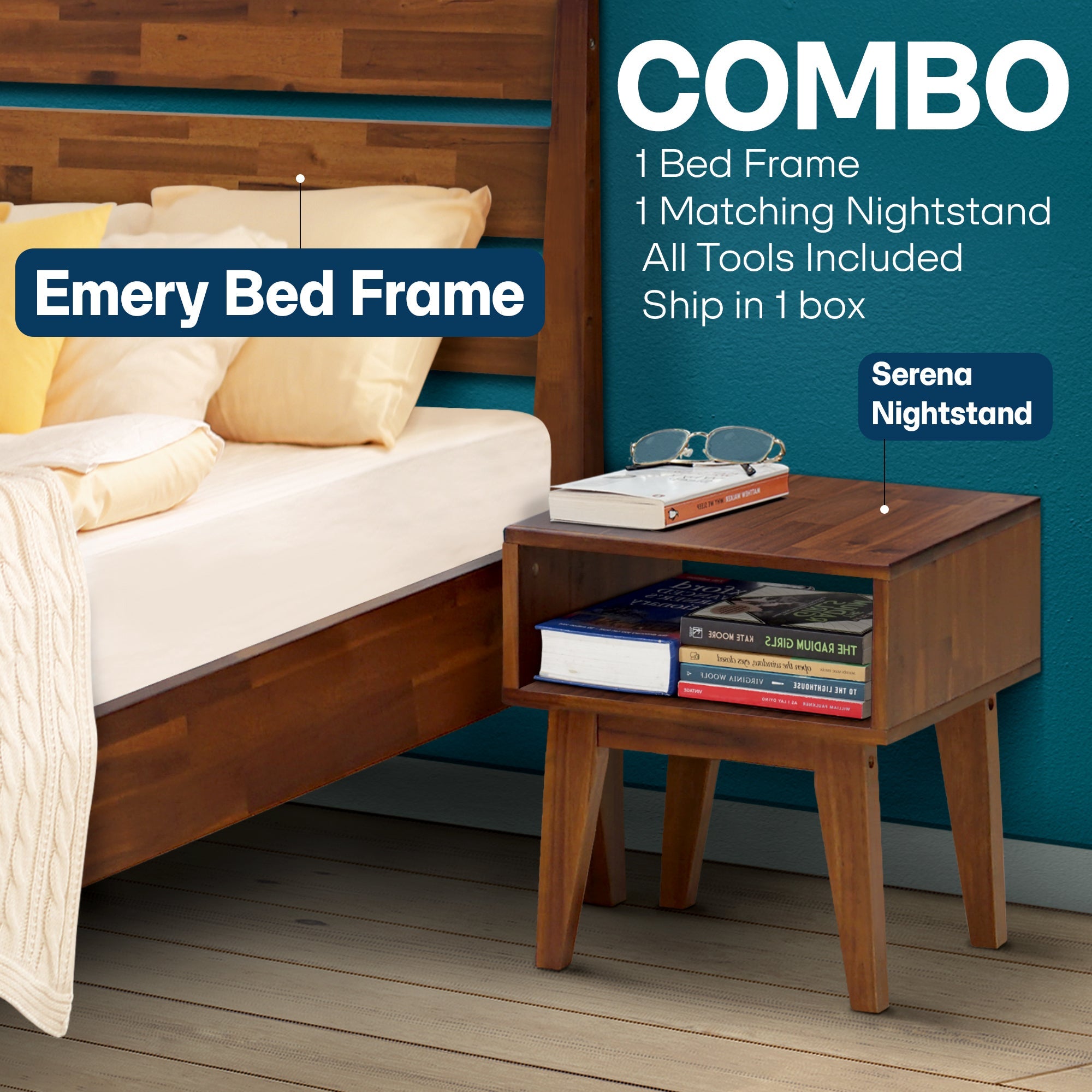 Emery Solid Wood Bed Frame Megsu