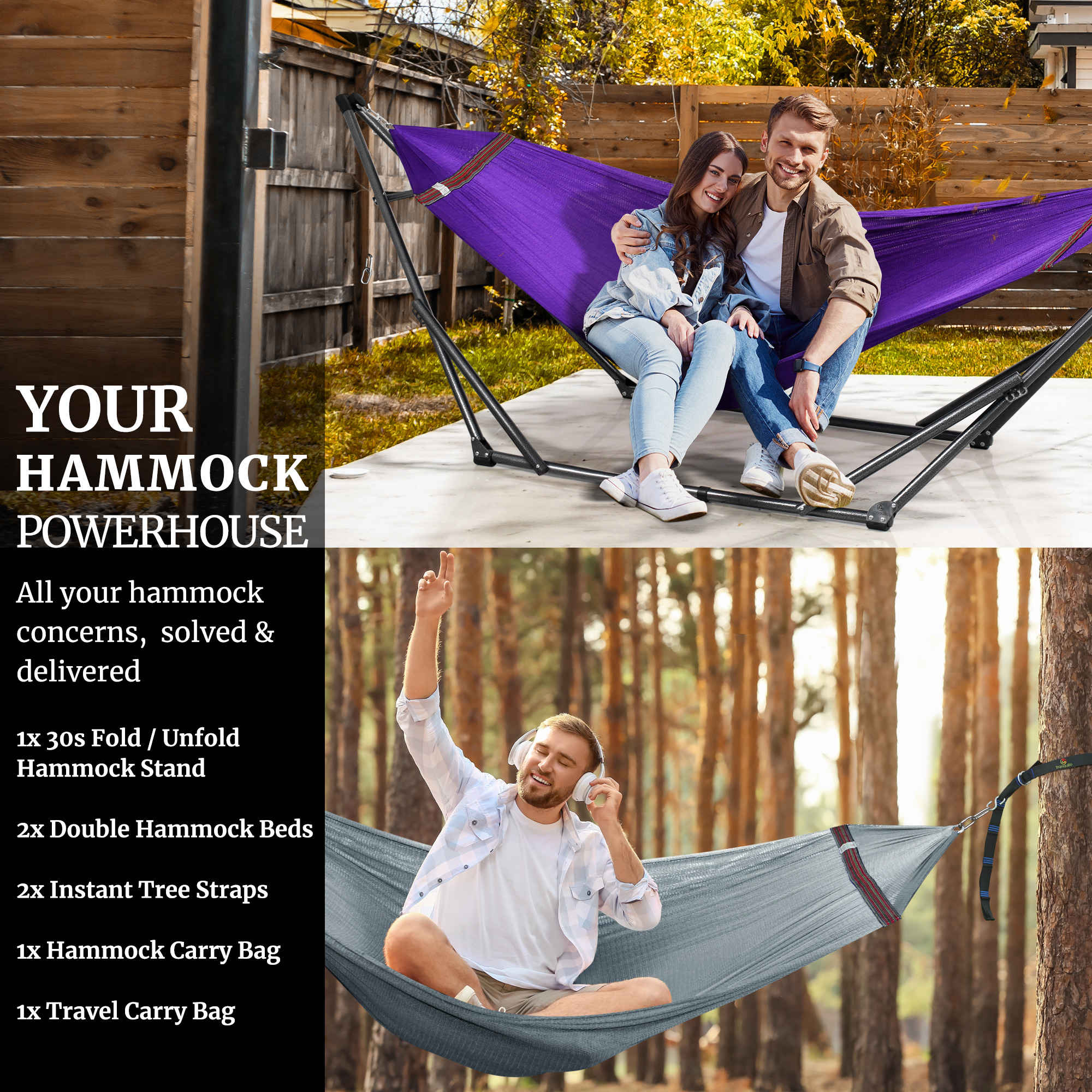 Tranquillo Comfort Set Original Hammock Stand for Ultimate Relaxation Megsu
