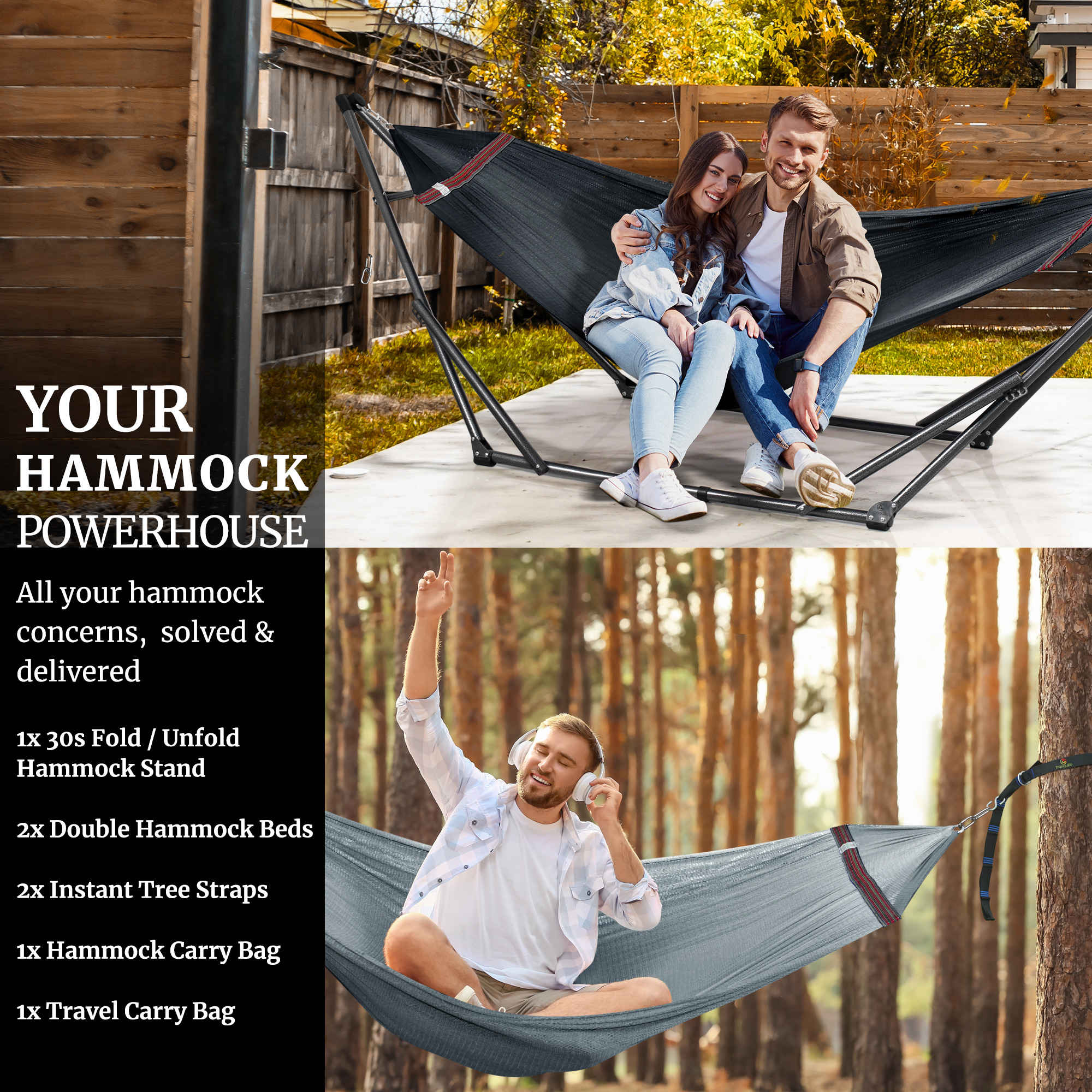 Tranquillo Comfort Set Original Hammock Stand for Ultimate Relaxation Megsu
