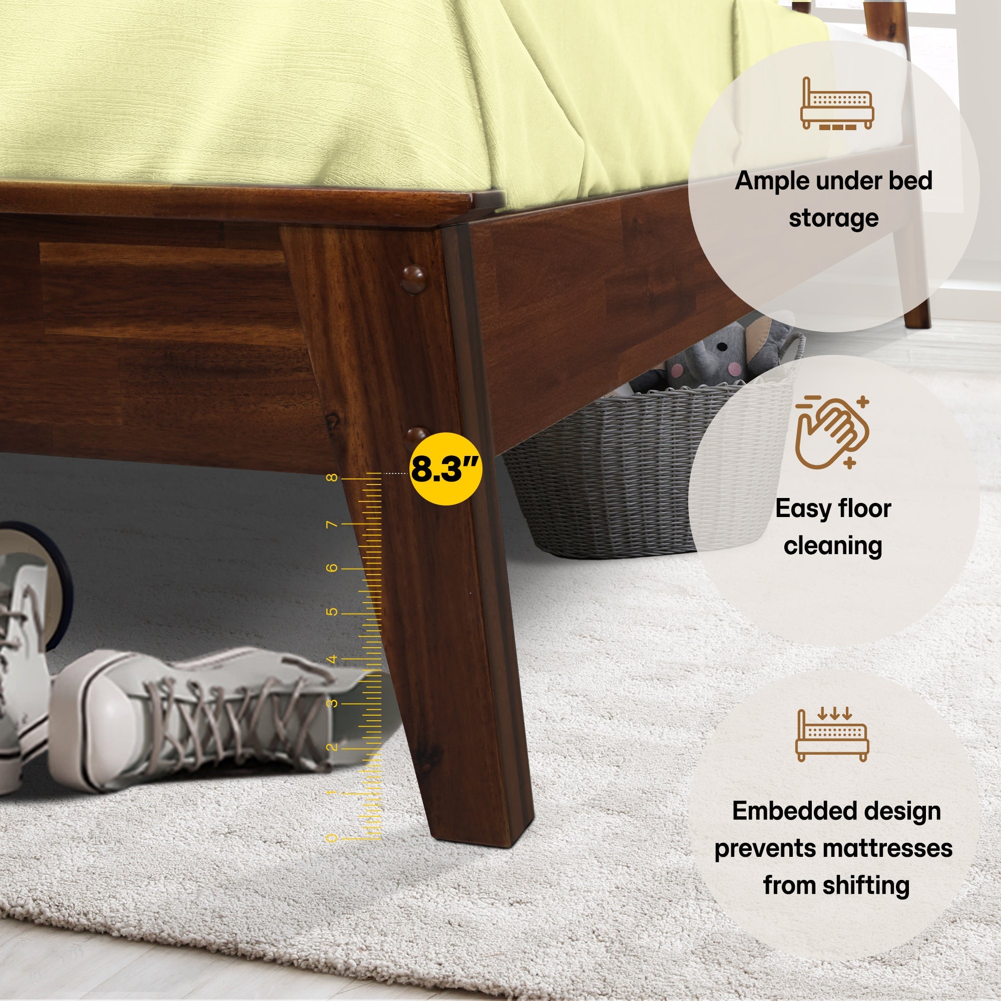 Kaylin Solid Wood Bed Frame Megsu
