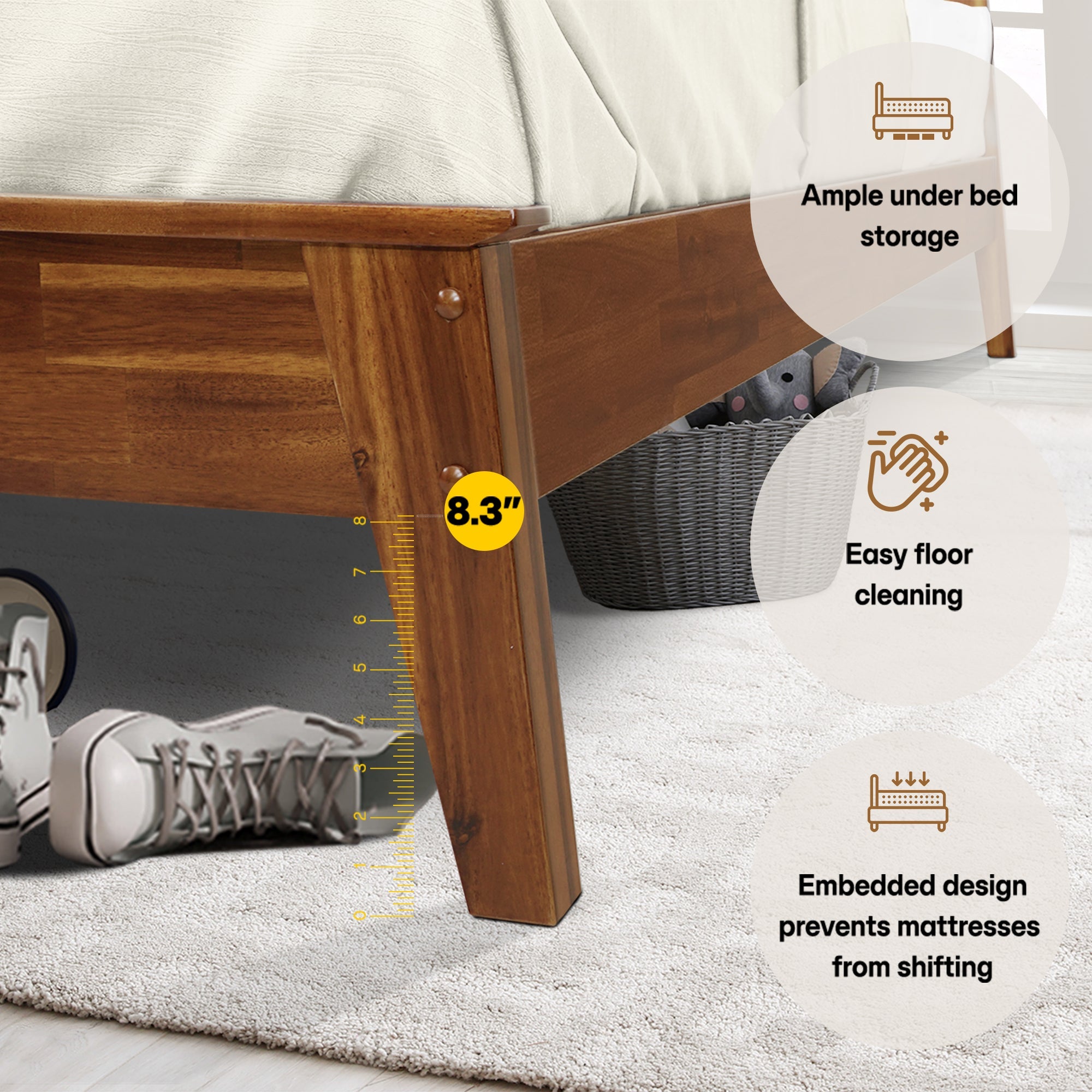 Kaylin Solid Wood Bed Frame Megsu