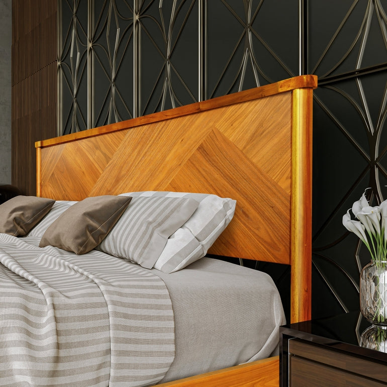 Panthera Solid Wood Bed Frame With Headboard Megsu