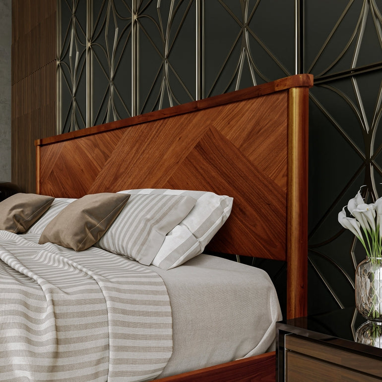 Panthera Solid Wood Bed Frame With Headboard Megsu
