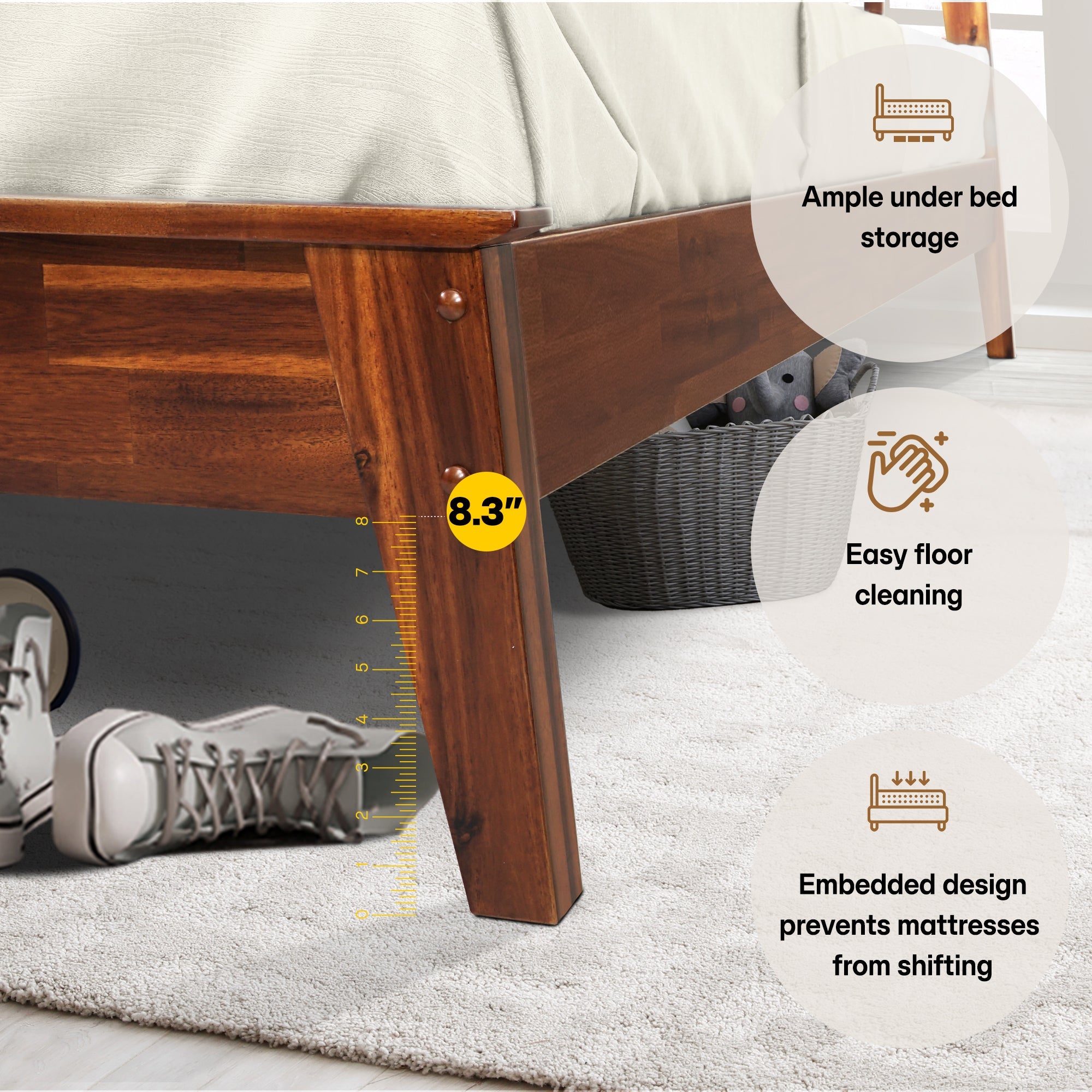 Kaylin Solid Wood Bed Frame Megsu