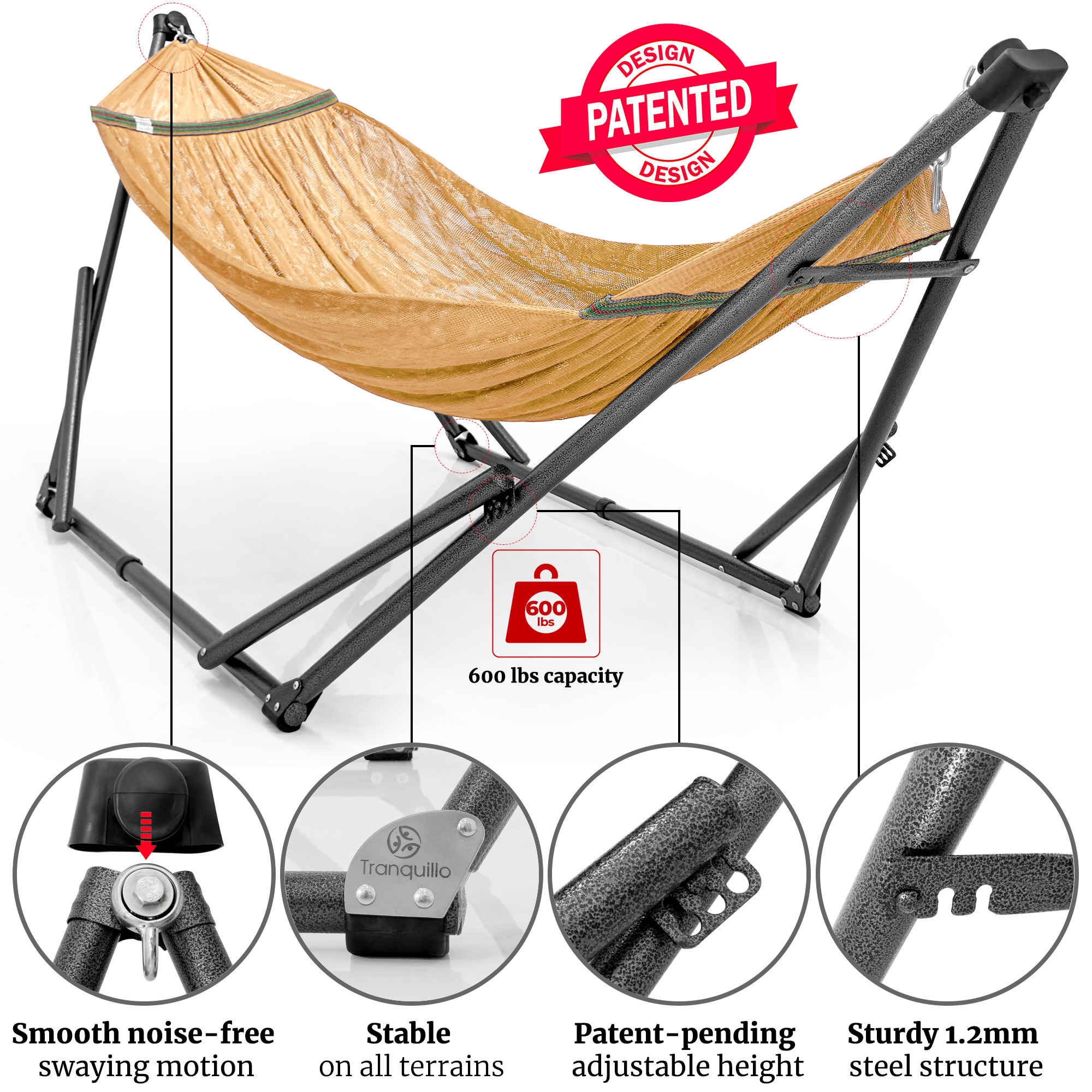 Tranquillo Comfort Set Original Hammock Stand for Ultimate Relaxation Megsu