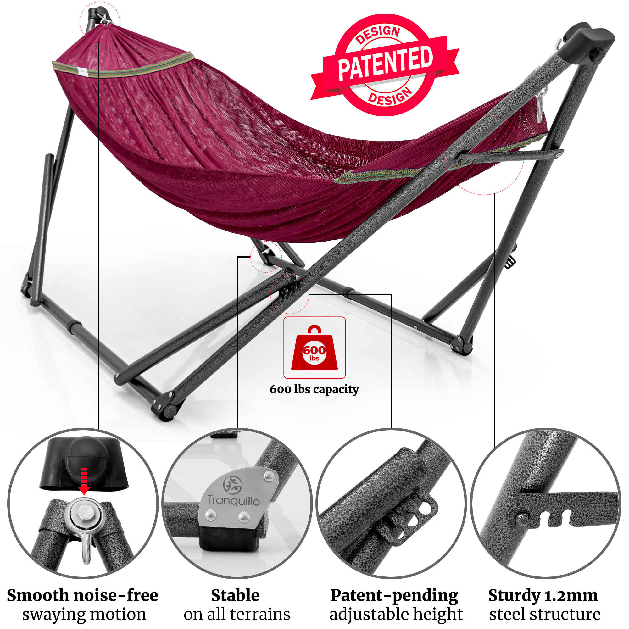 Tranquillo Comfort Set Original Hammock Stand for Ultimate Relaxation Megsu