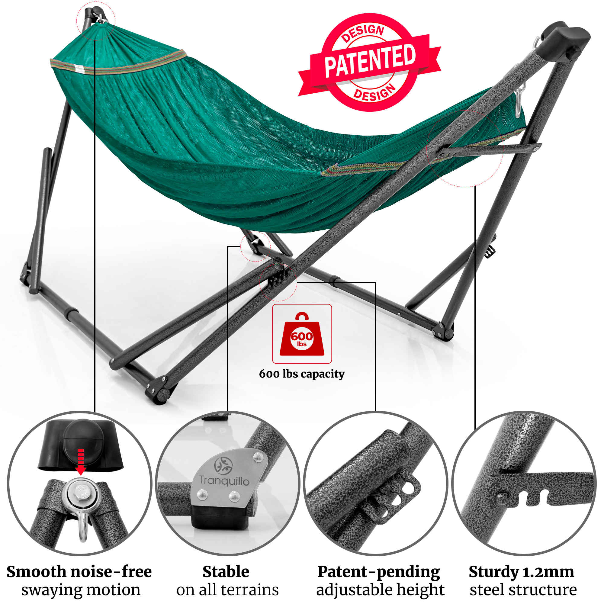 Tranquillo Comfort Set Original Hammock Stand for Ultimate Relaxation Megsu