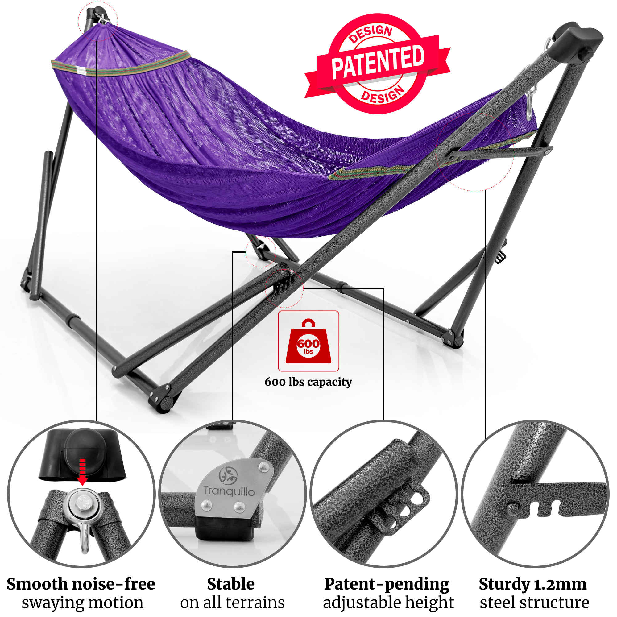 Tranquillo Comfort Set Original Hammock Stand for Ultimate Relaxation Megsu