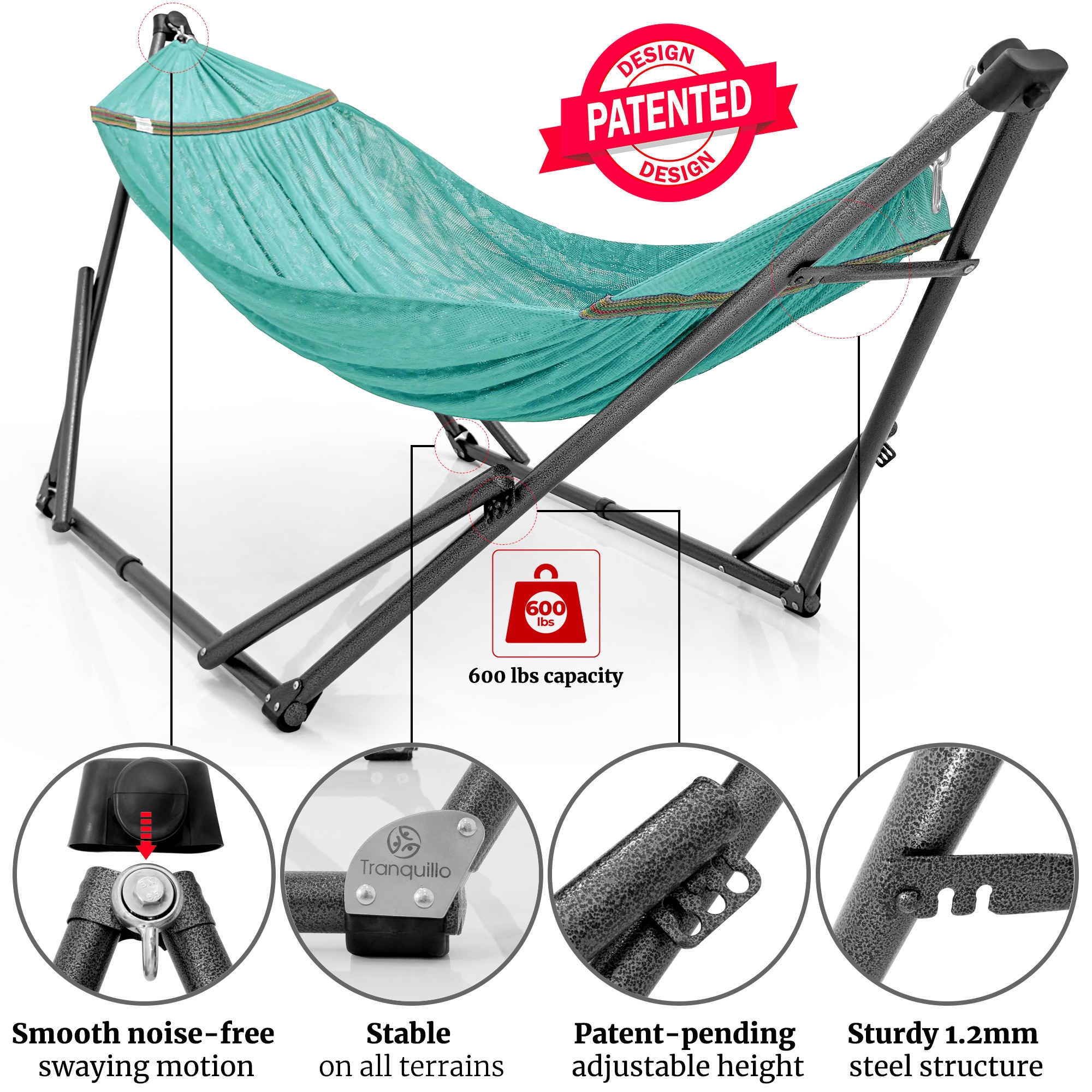 Tranquillo Comfort Set Original Hammock Stand for Ultimate Relaxation Megsu
