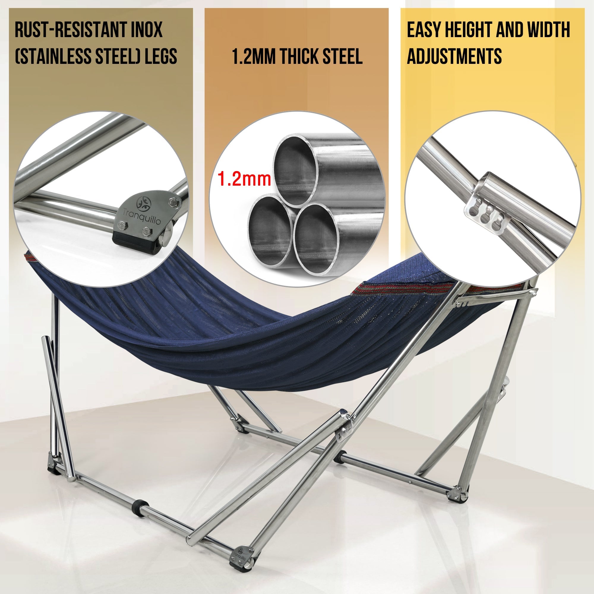 Tranquillo Original Stainless Steel Hammock Stand for Ultimate Relaxation Megsu