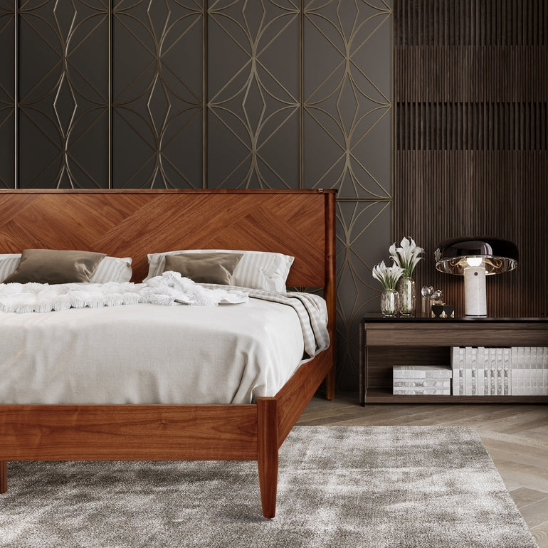 Panthera Solid Wood Bed Frame With Headboard Megsu
