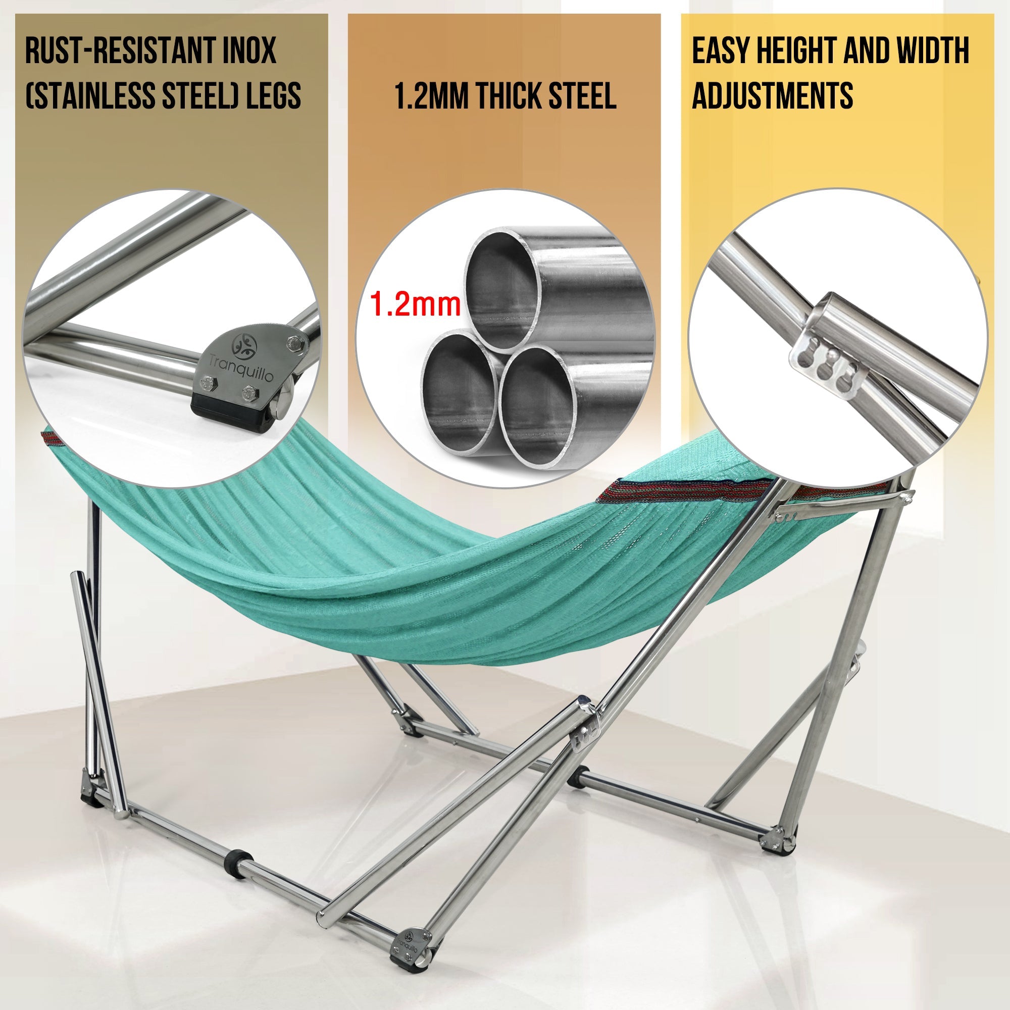 Tranquillo Original Stainless Steel Hammock Stand for Ultimate Relaxation Megsu