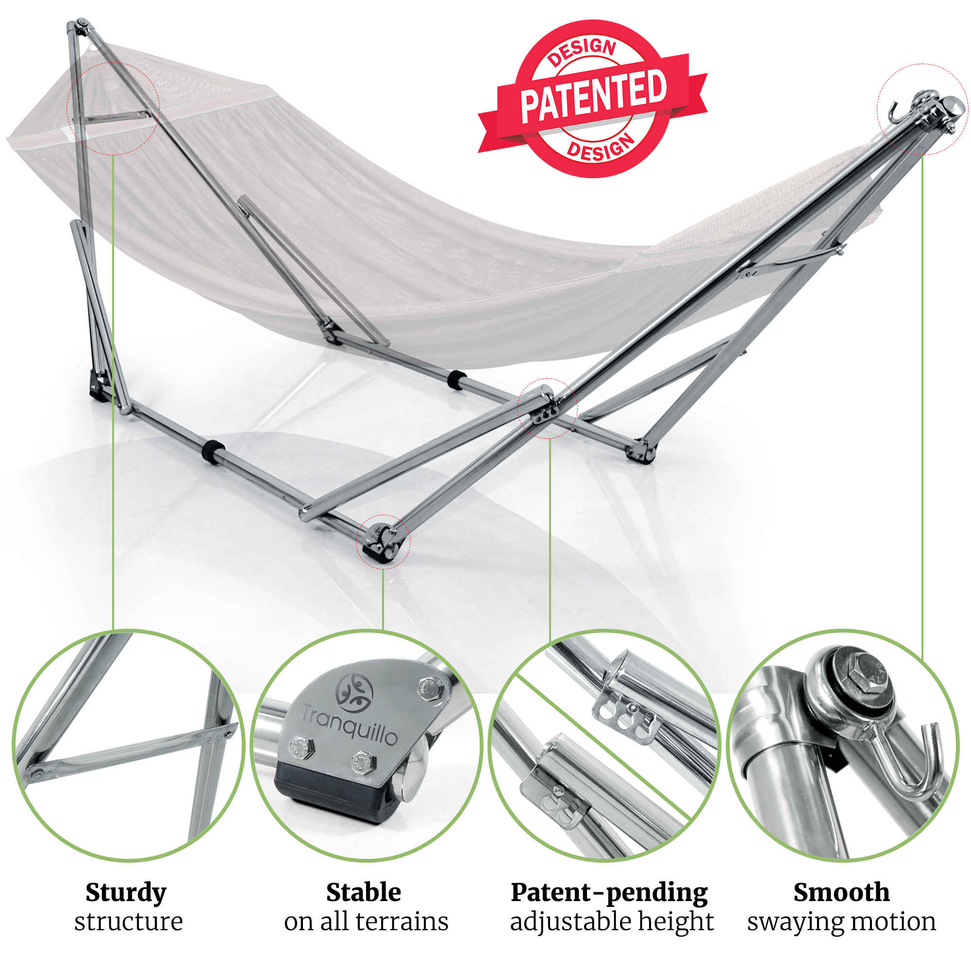 Tranquillo Universal Stainless Steel Hammock Stand for Ultimate Relaxation Megsu