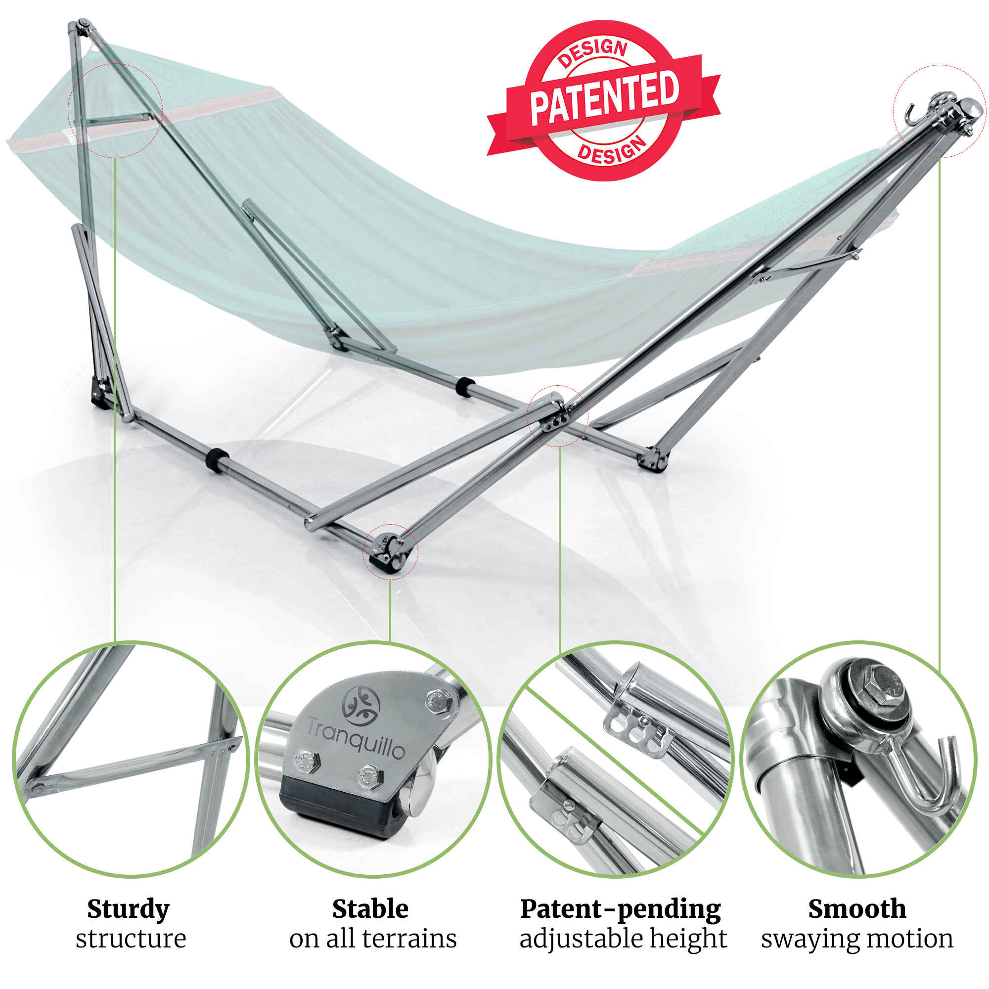 Tranquillo Universal Stainless Steel Hammock Stand for Ultimate Relaxation Megsu