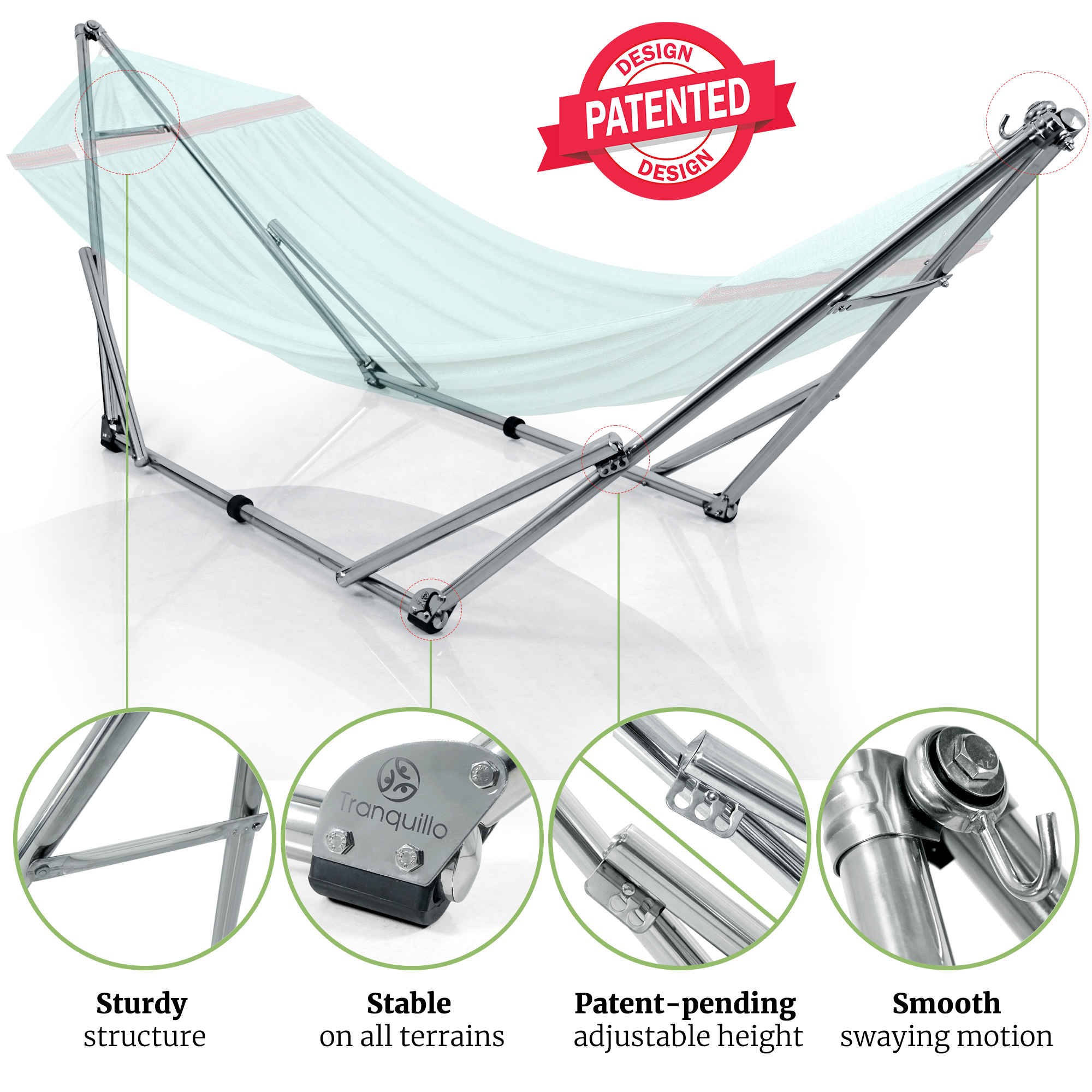 Tranquillo Universal Stainless Steel Hammock Stand for Ultimate Relaxation Megsu