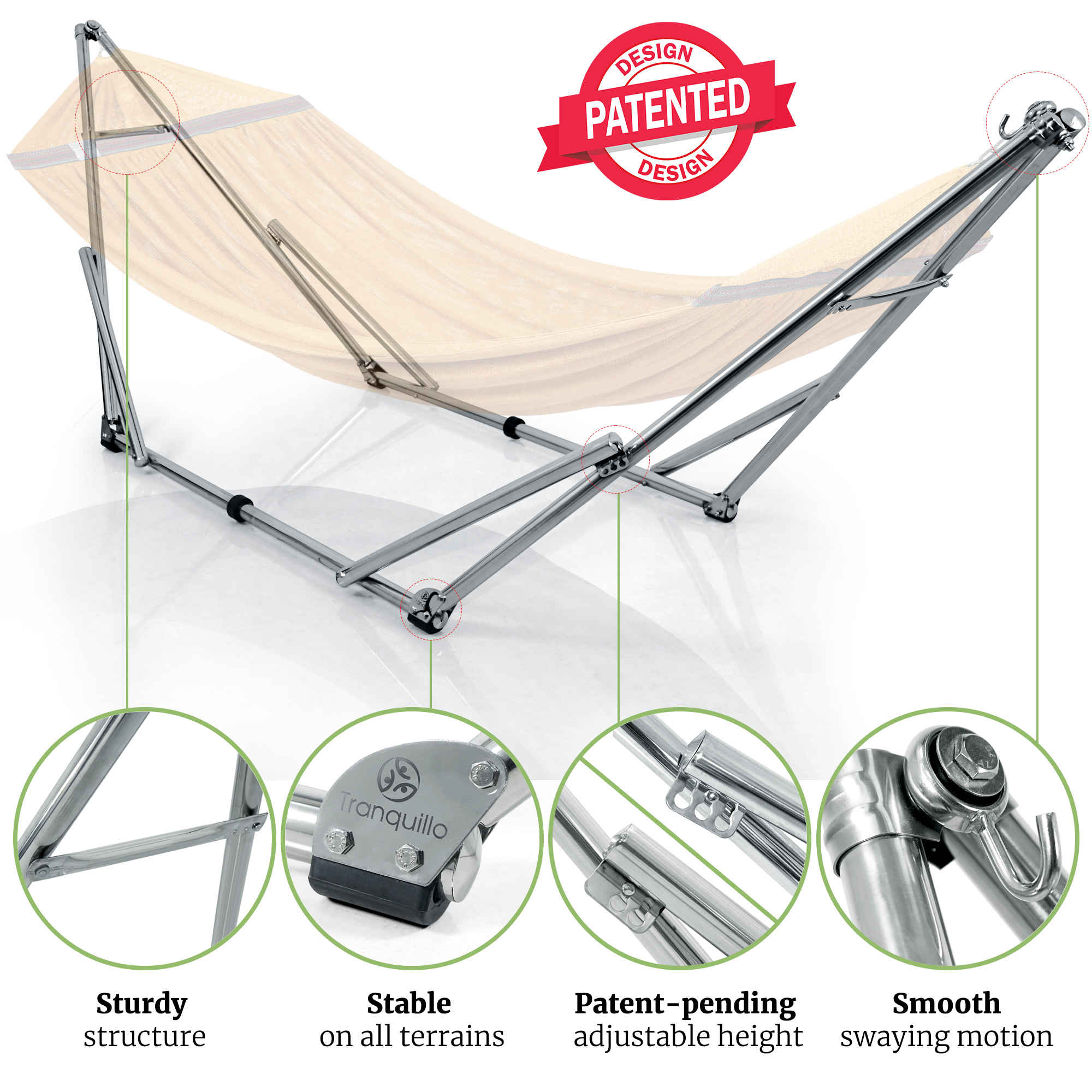 Tranquillo Universal Stainless Steel Hammock Stand for Ultimate Relaxation Megsu