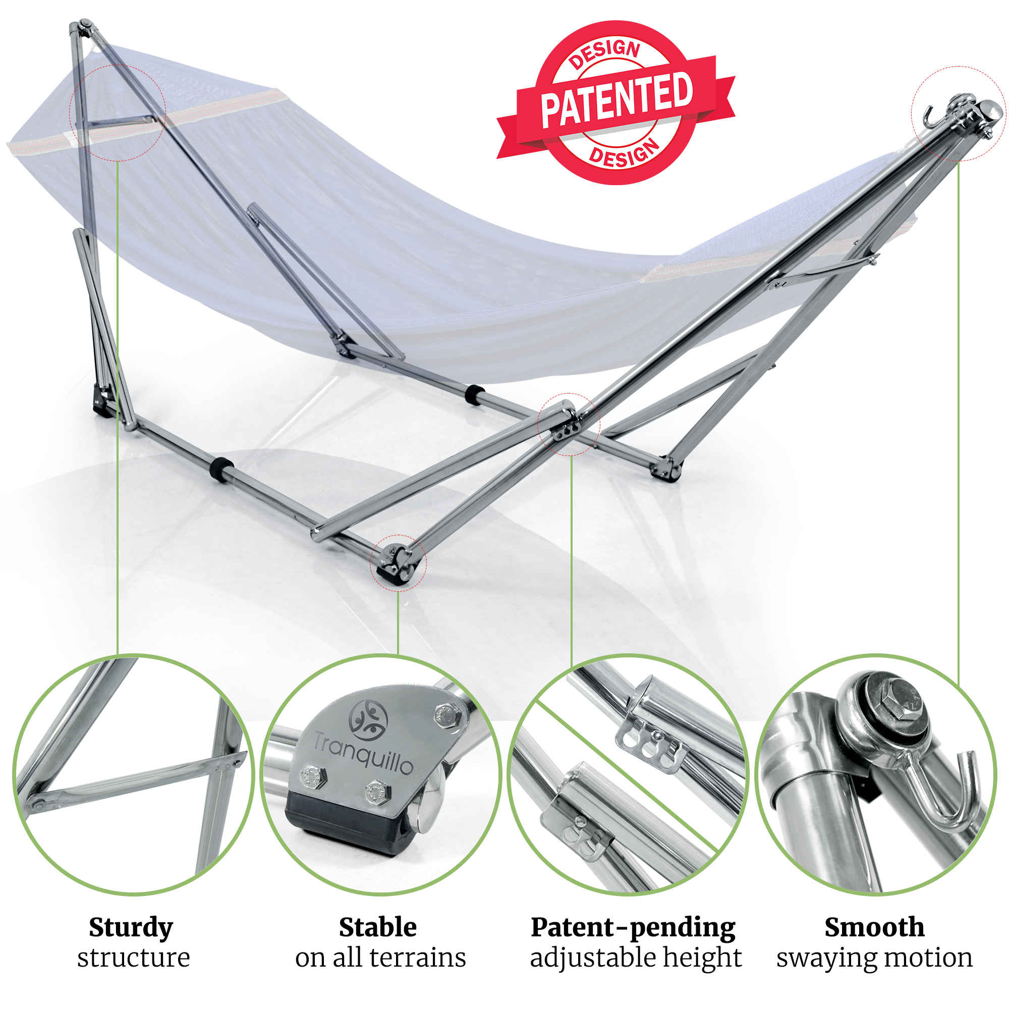 Tranquillo Universal Stainless Steel Hammock Stand for Ultimate Relaxation Megsu