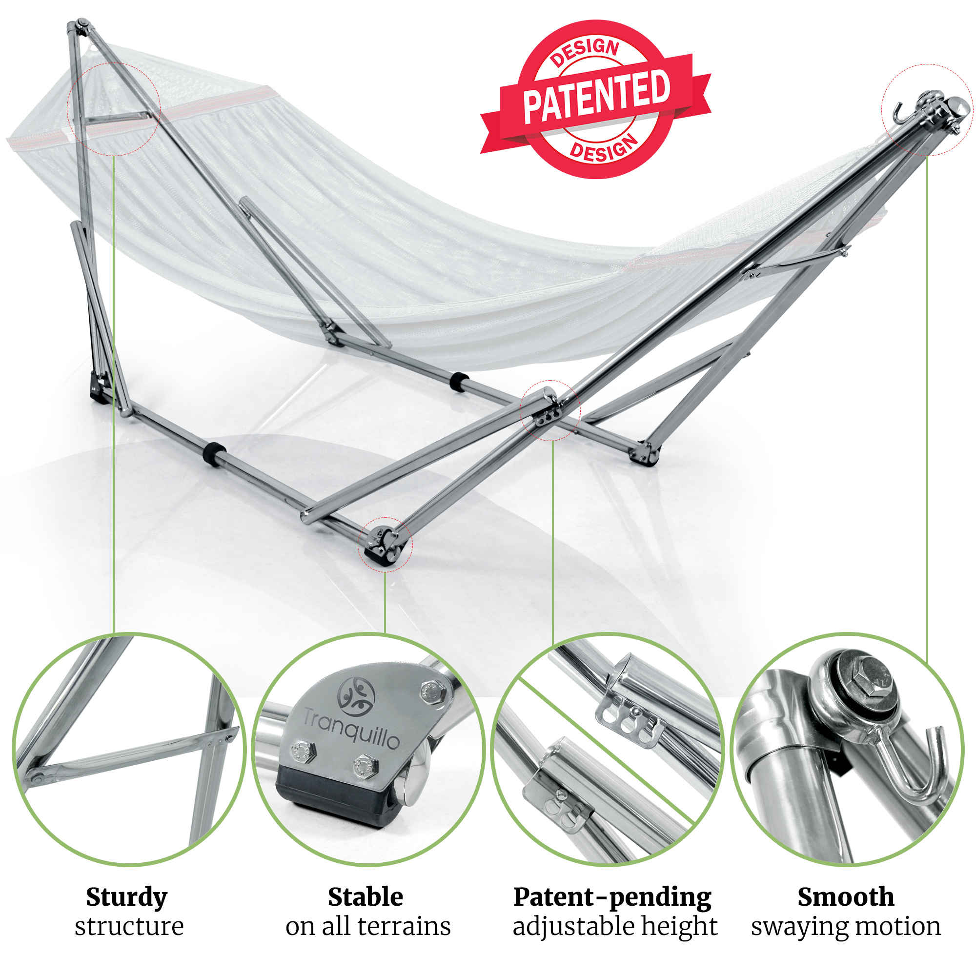 Tranquillo Universal Stainless Steel Hammock Stand for Ultimate Relaxation Megsu