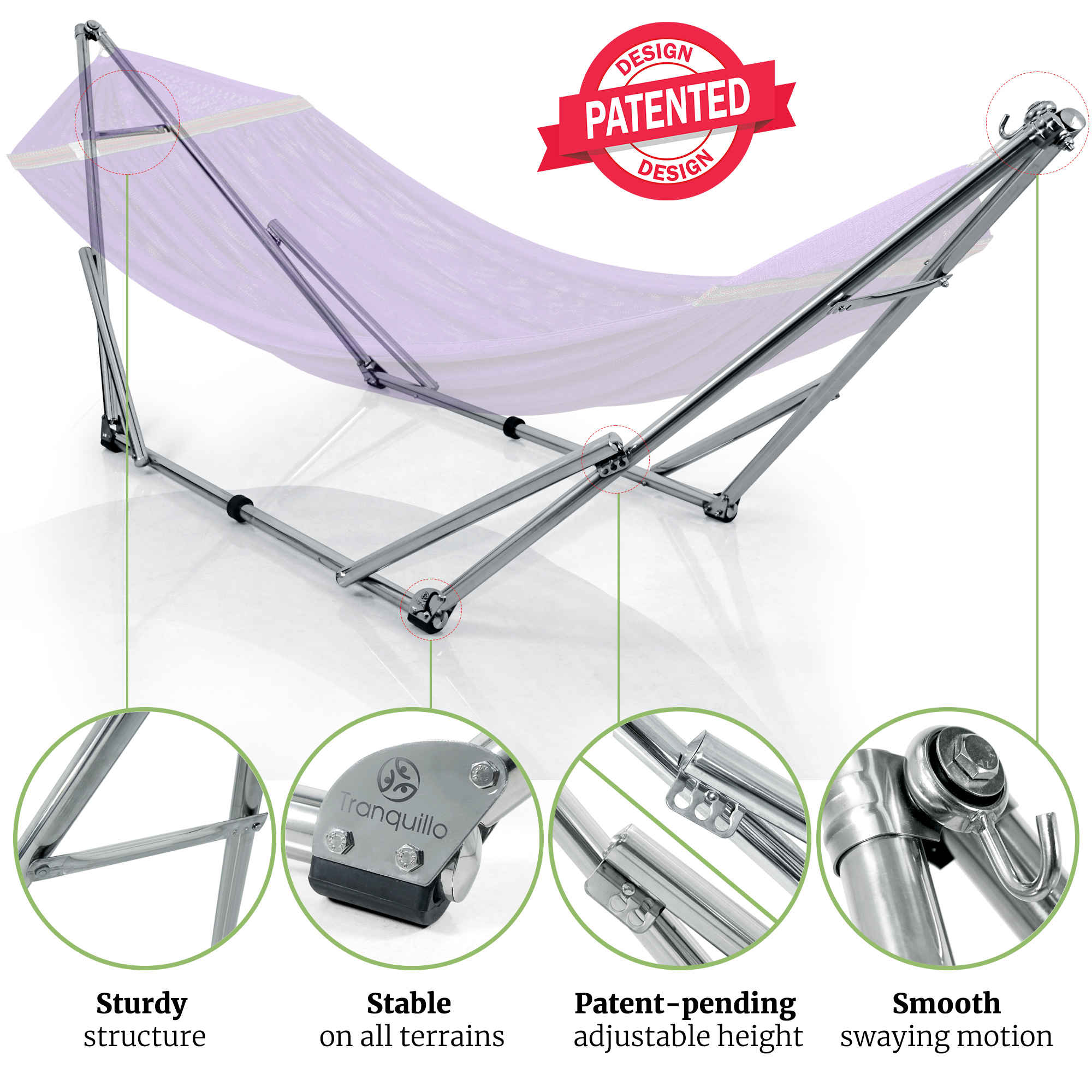 Tranquillo Universal Stainless Steel Hammock Stand for Ultimate Relaxation Megsu