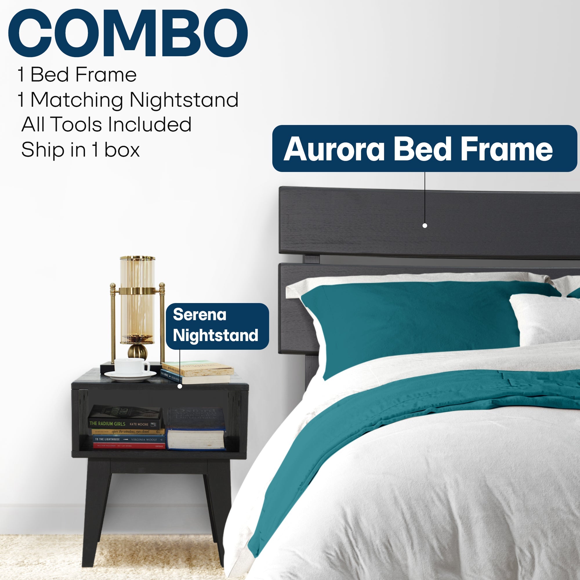 Aurora Solid Wood Bed Frame Megsu