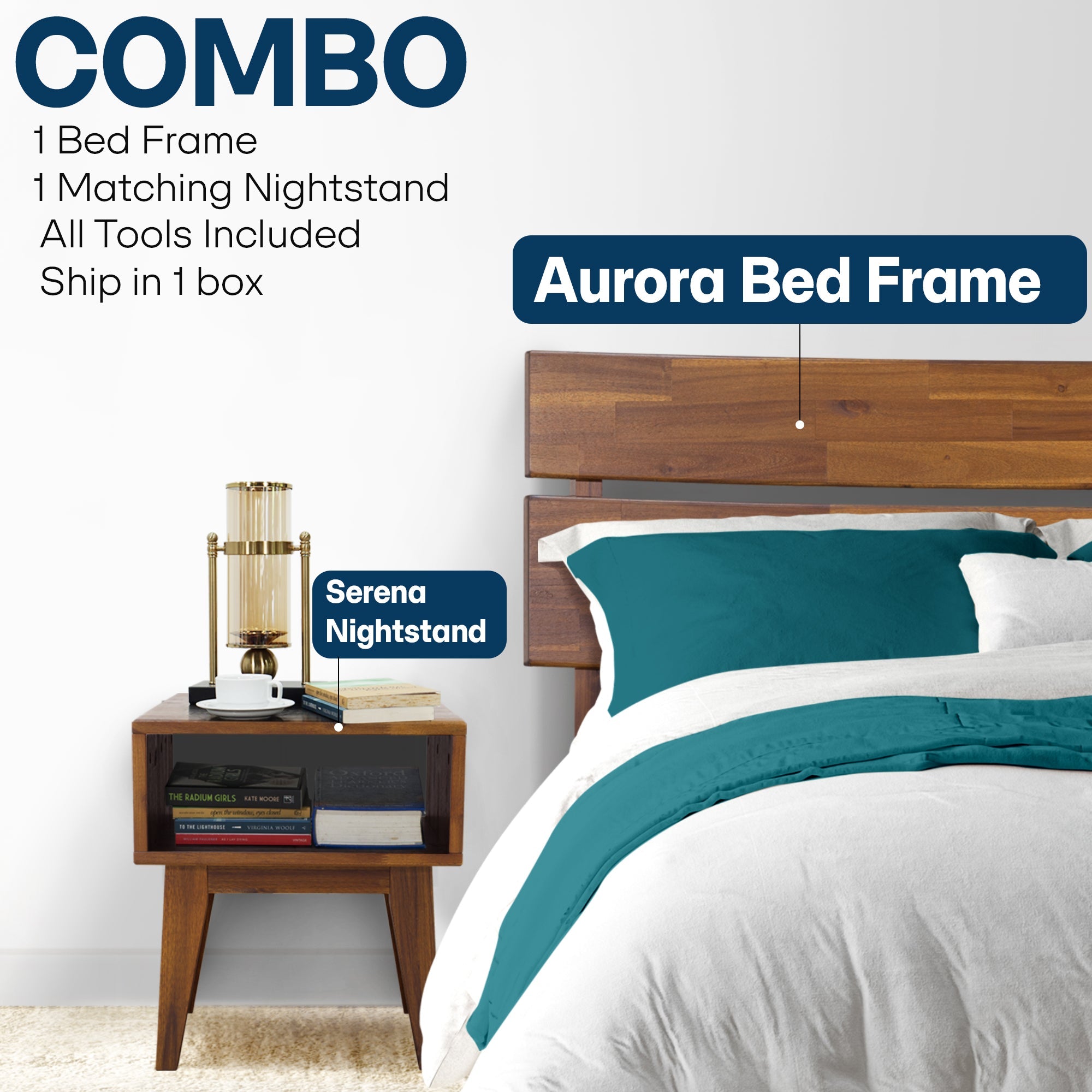 Aurora Solid Wood Bed Frame Megsu