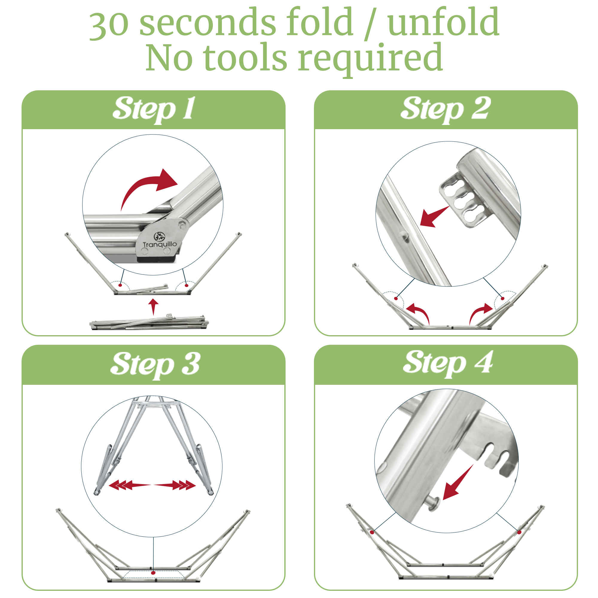 Tranquillo Universal Stainless Steel Hammock Stand for Ultimate Relaxation Megsu