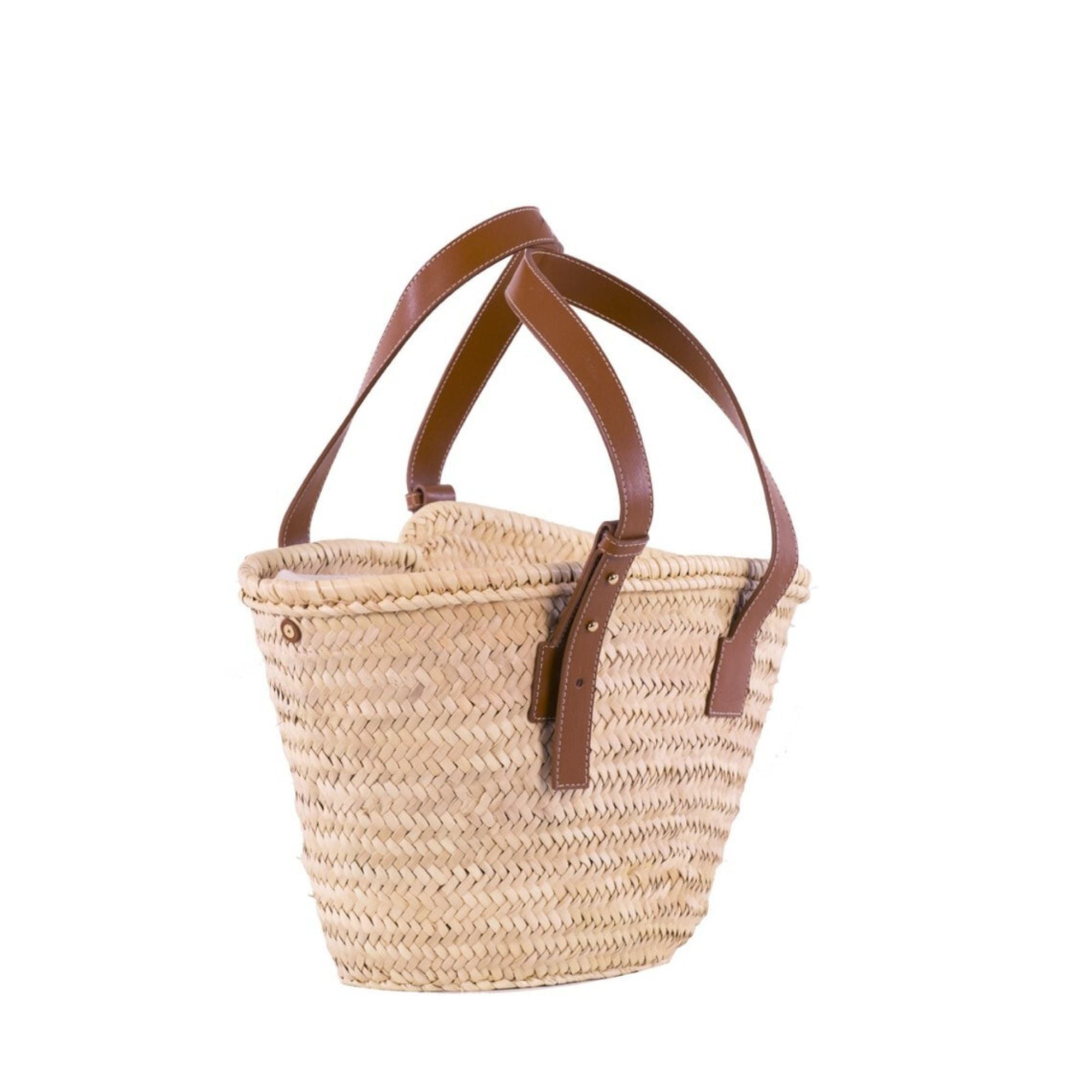 Palm Leaf Woven Bag Side View Beach Market Artisan - LuxoraCraft