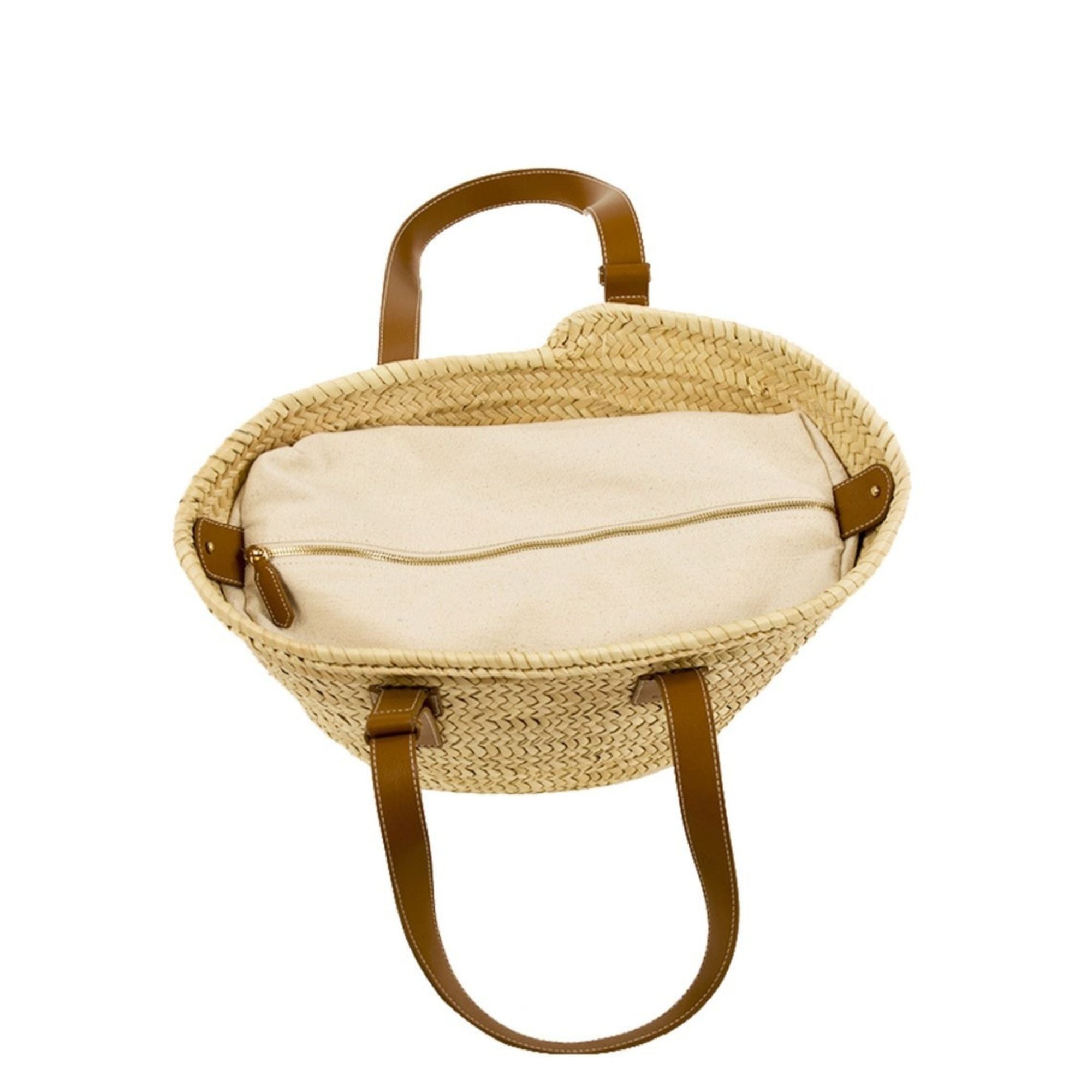 Palm Leaf Handmade Bag Front View Summer Market Style - LuxoraCraft