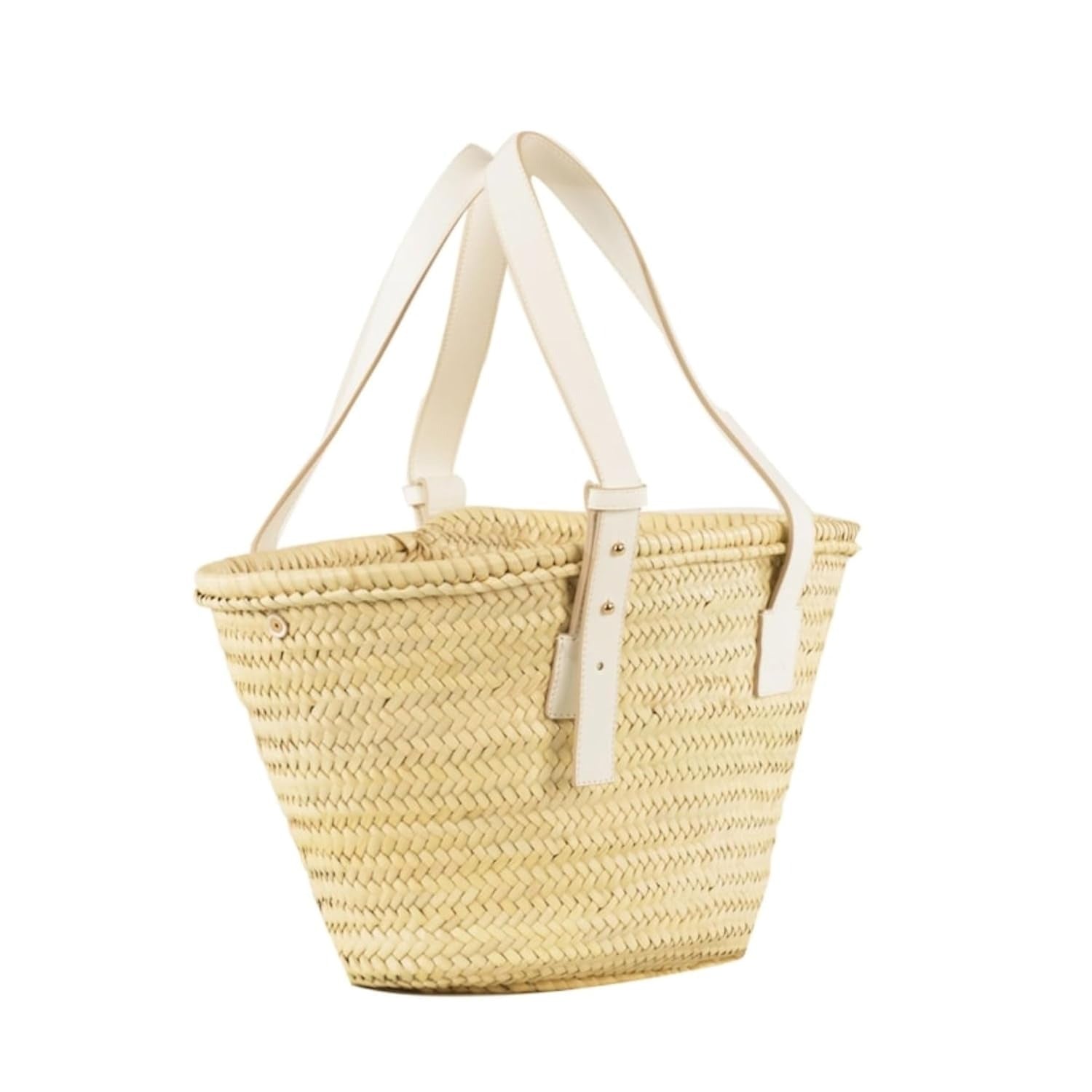 Palm Leaf Woven Market Bag Detail Natural Material - LuxoraCraft