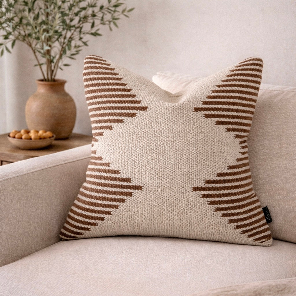Tehran Pillow Cover – Neutral Kilim Inspired Boho Throw Pillow Busa Designs