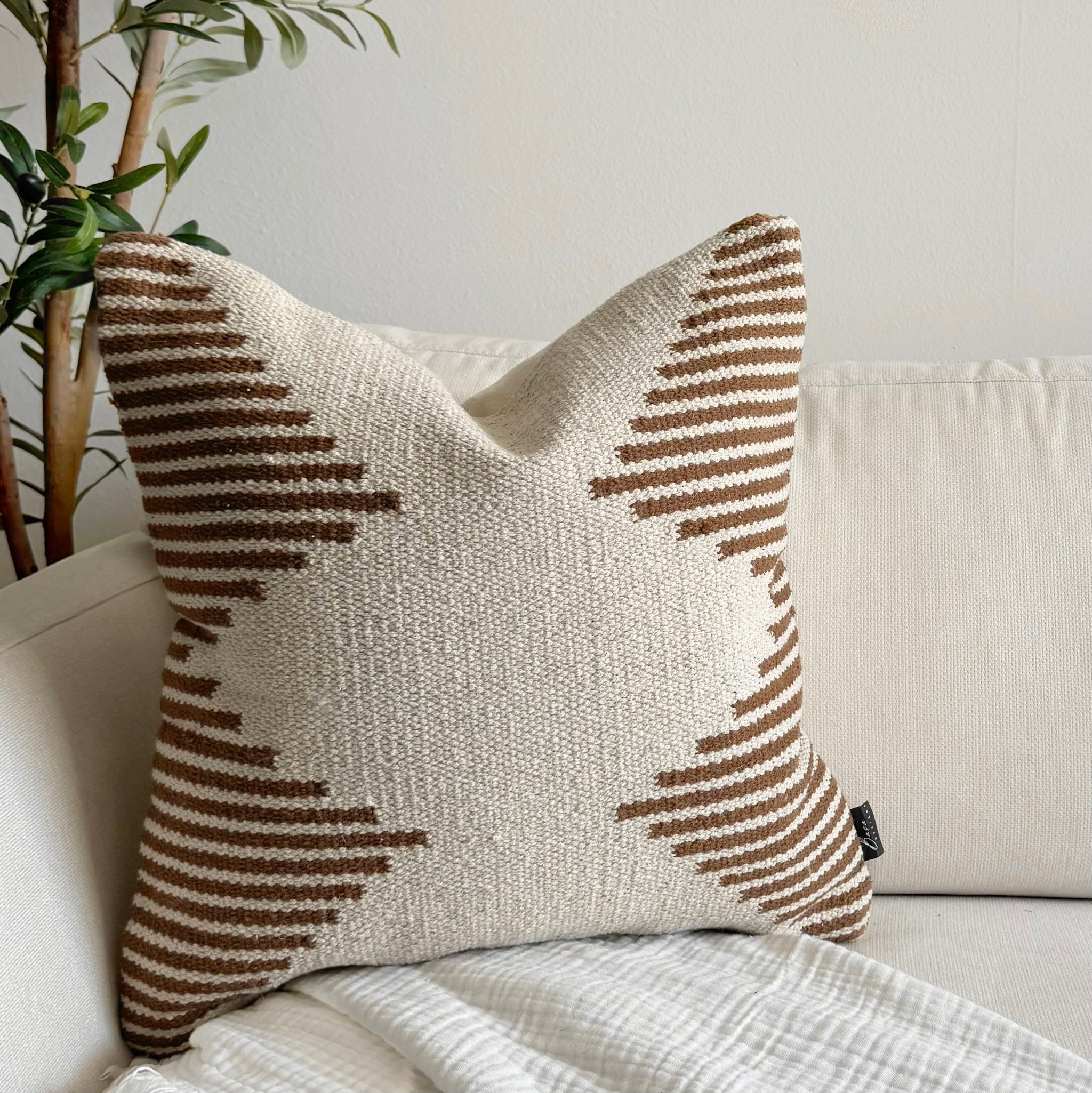 Tehran Pillow Cover – Neutral Kilim Inspired Boho Throw Pillow Busa Designs