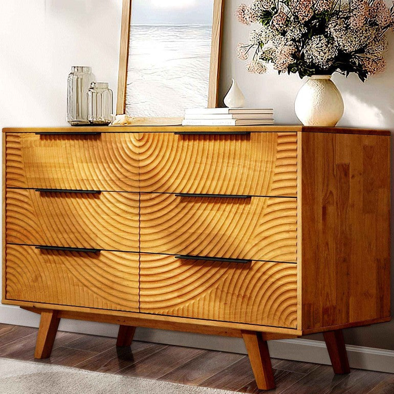 Harmony Solid Wood Dresser with 6 Drawers Megsu