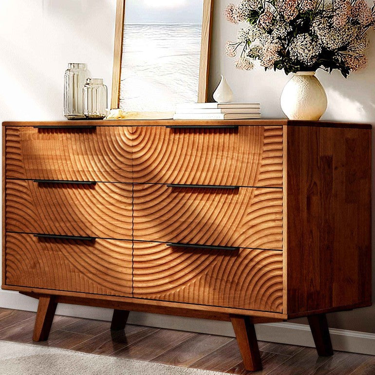Harmony Solid Wood Dresser with 6 Drawers Megsu