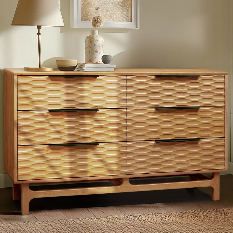 Elara Solid Wood Dresser with 6 Drawers Megsu