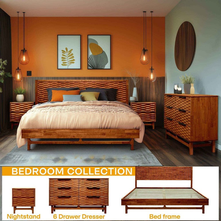 Elara Solid Wood Dresser with 6 Drawers Megsu