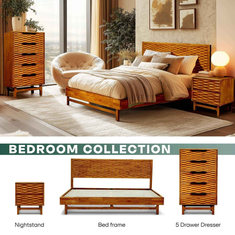 Elara Solid Wood Dresser with 5 Drawers Megsu