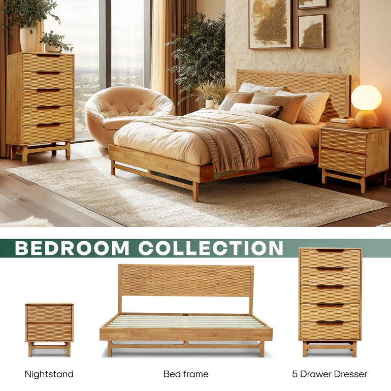 Elara Solid Wood Dresser with 5 Drawers Megsu