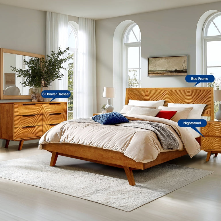 Harmony Solid Wood Dresser with 6 Drawers Megsu