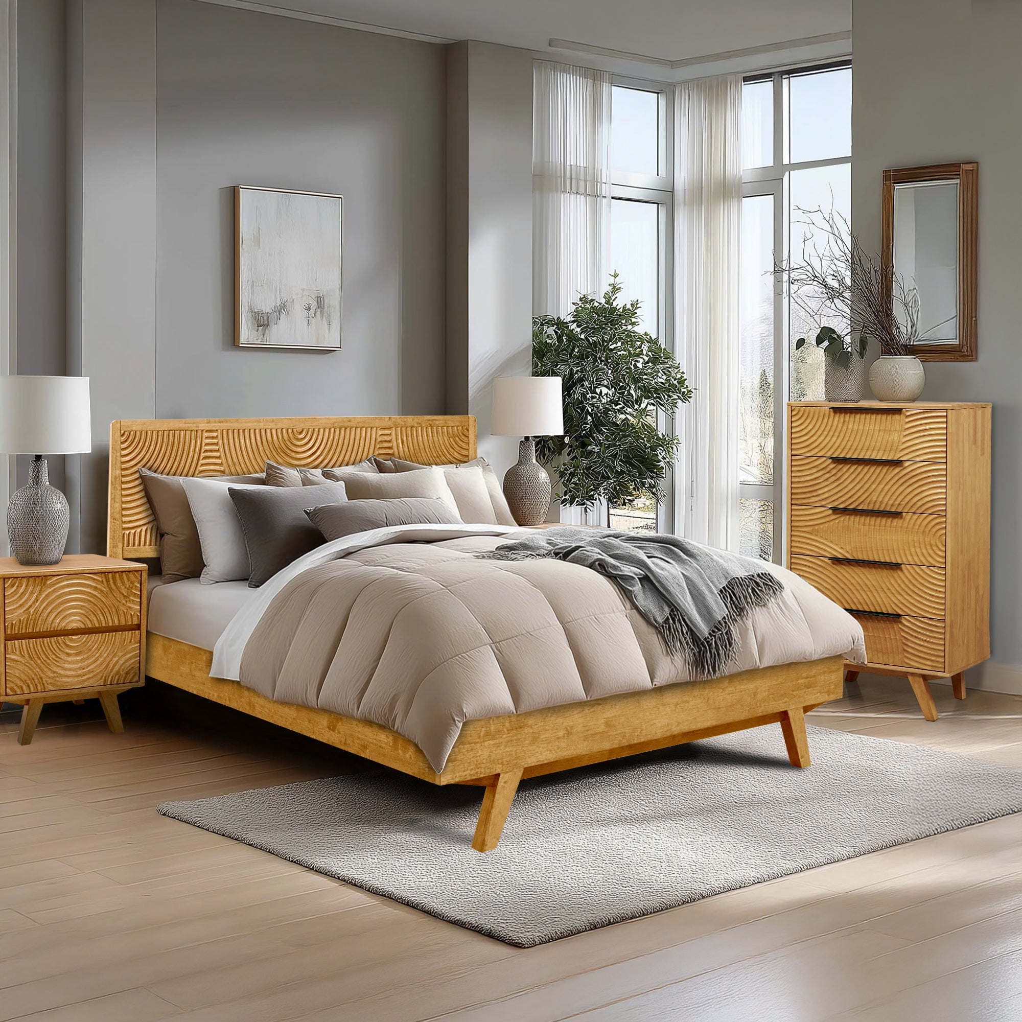 Harmony Solid Wood Dresser with 5 Drawers Megsu