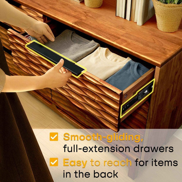 Elara Solid Wood Dresser with 6 Drawers Megsu