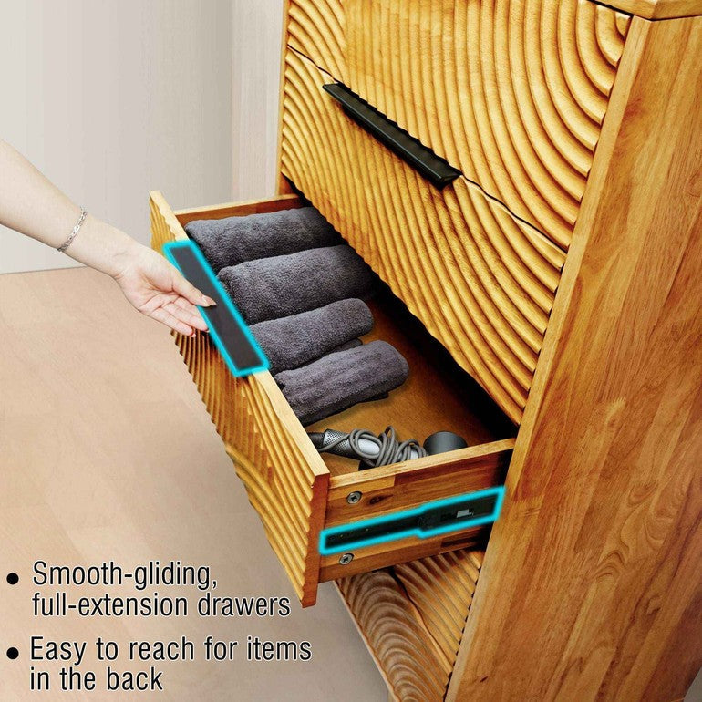 Harmony Solid Wood Dresser with 5 Drawers Megsu