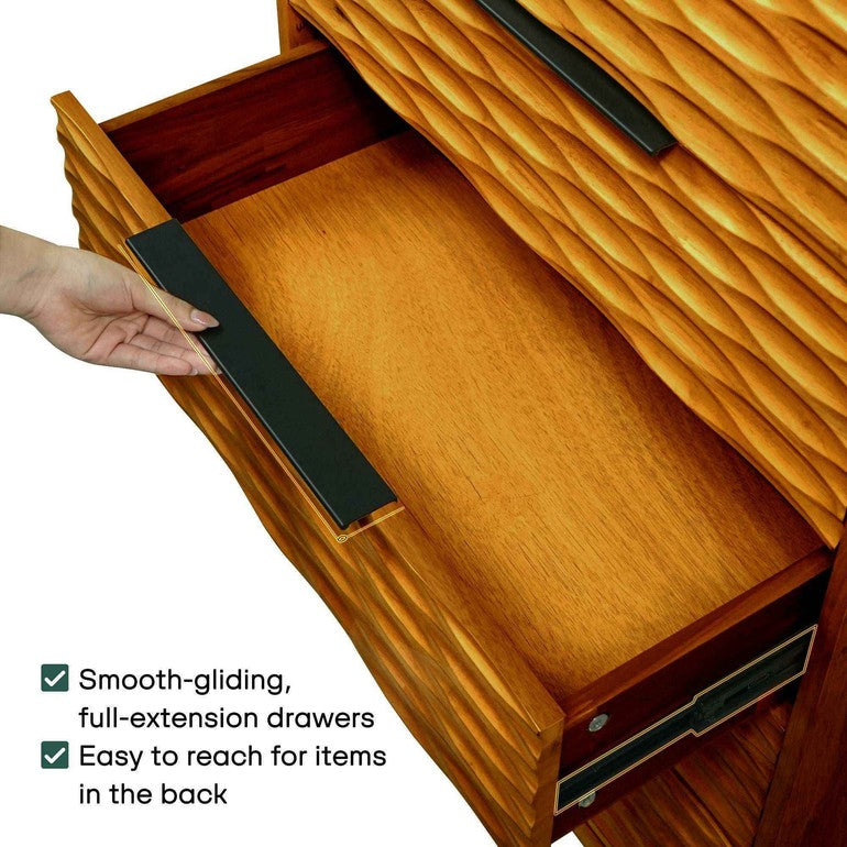 Elara Solid Wood Dresser with 5 Drawers Megsu