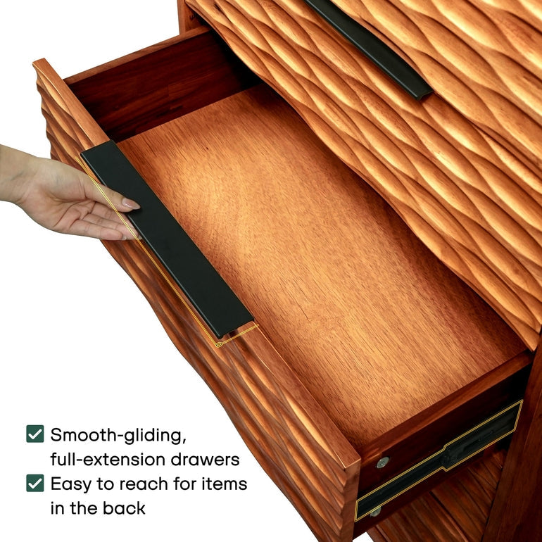 Elara Solid Wood Dresser with 5 Drawers Megsu